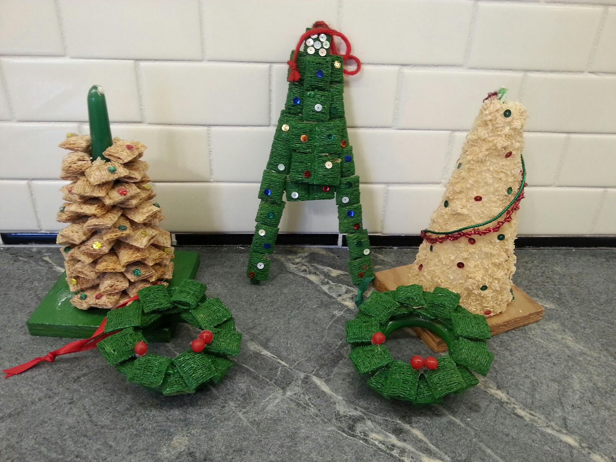 Lynn Lucking's dad loved Shredded Wheat. Her husband hates it. About 20 years ago, her father left some of the cereal behind after a visit. So her husband wrapped it and mailed to him as a "gift." It came back the next year. Then they started getting creative, making ornaments out of Shredded Wheat.