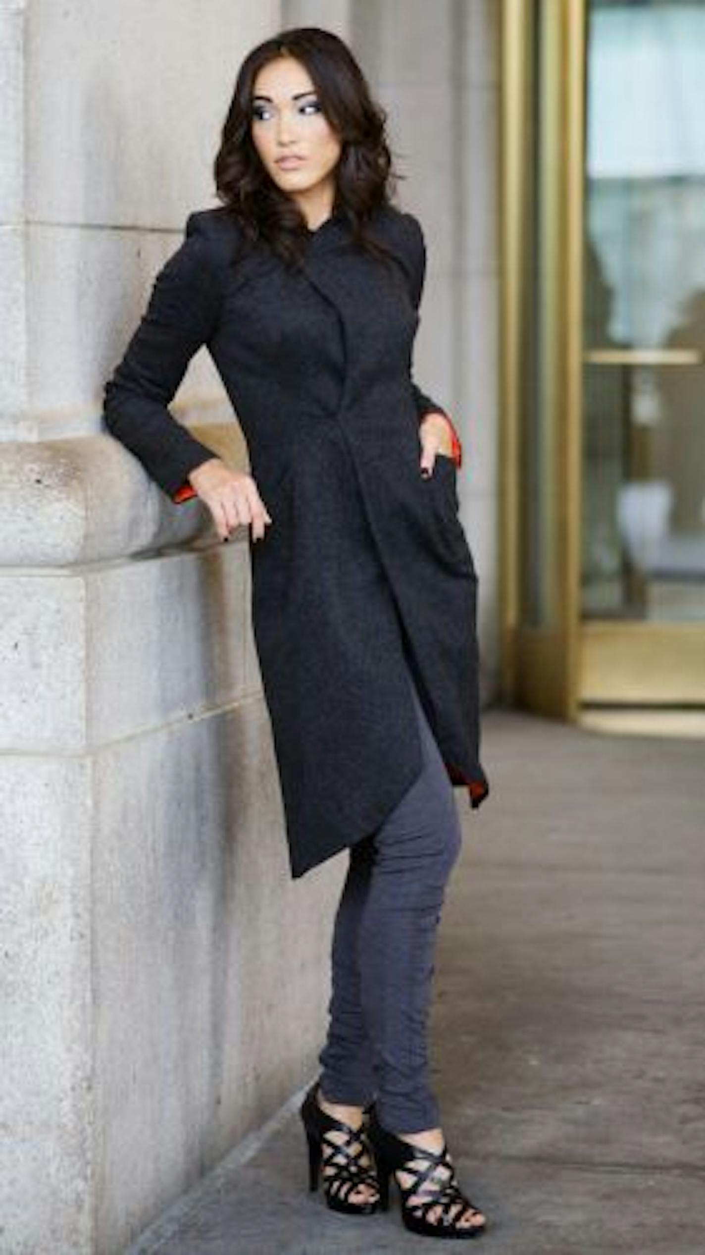 Wool/cashmere coat with red lining ($500) by local designer Laura Fulk, available on www.laurafulk.com