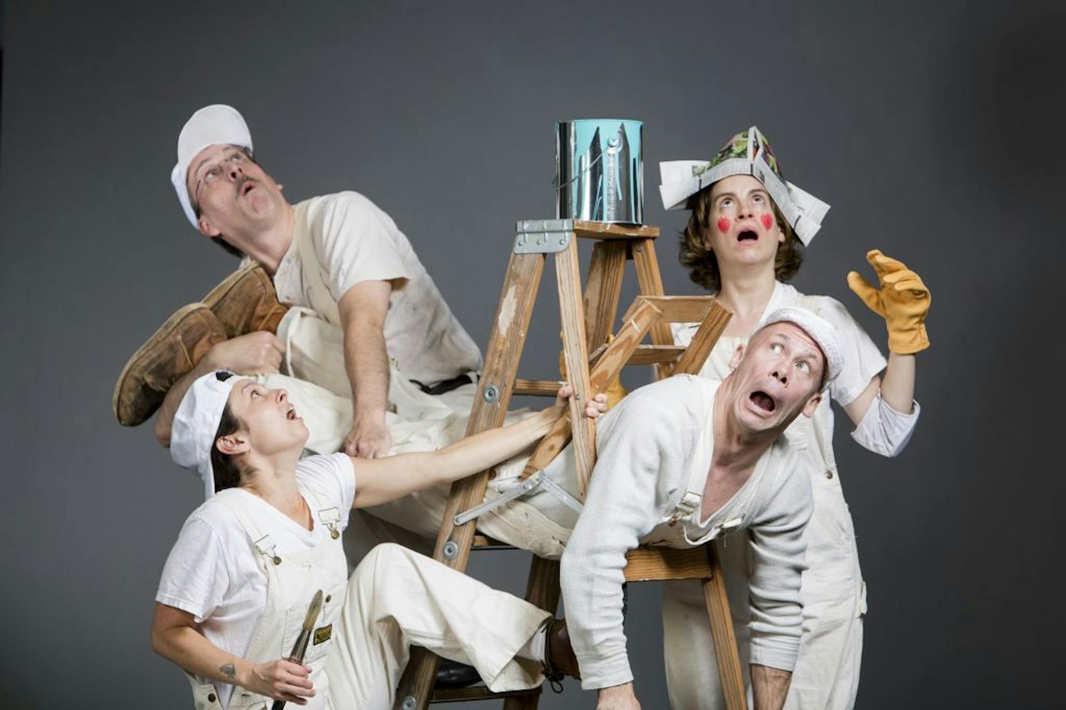 Maggie Chestovich, lower left, Bradley Greenwald, Elise Sanger and Dean Holt, lower right, in "Pinocchio" at Children's Theatre Company.