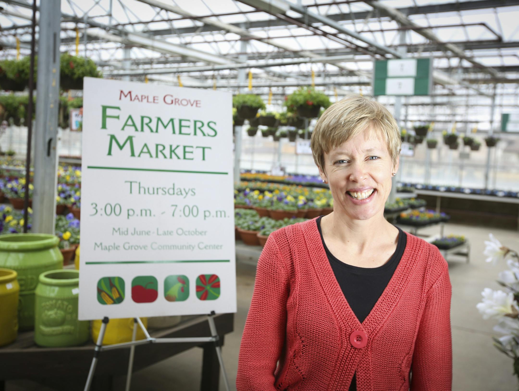 Kirsten Bansen Weigle is the manager of the Maple Grove Farmers Market and a director of the fast-growing Minnesota Farmers Market Association. She posed for a photograph at Lynde Greenhouse and Nursey in Maple Grove, Minn., on Monday, March 30, 2015. Lynne usually has a booth at her farmers markets. ] RENEE JONES SCHNEIDER ï reneejones@startribune.com