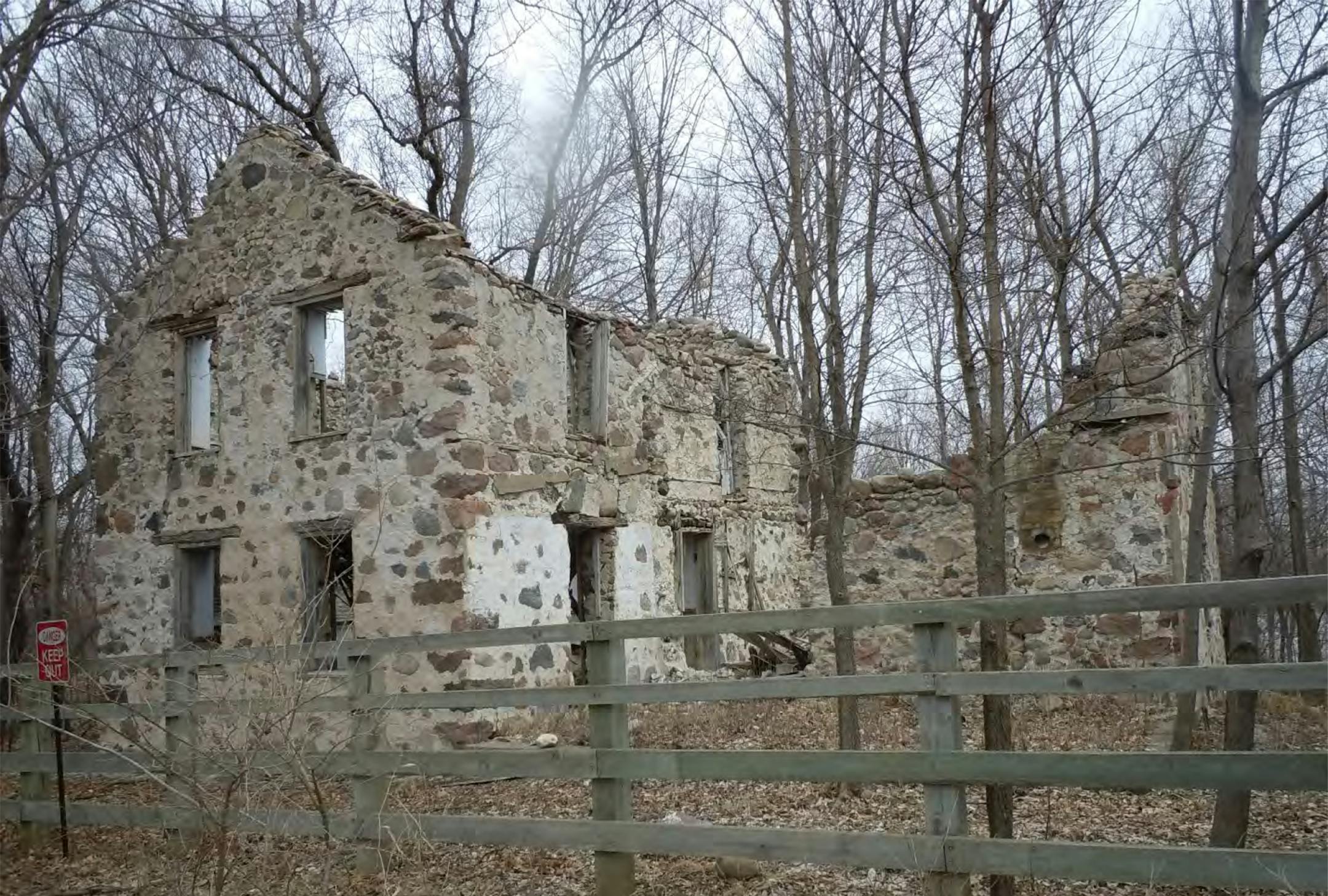 Overview of Schmid Farmhouse Ruin, looking north. Photo by Three Rivers Park District