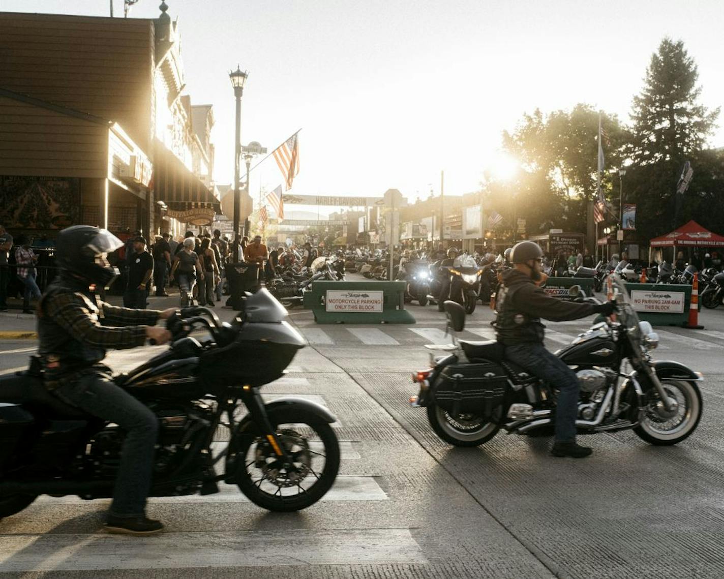 Motorcycle riders gathered in Sturgis, S.D., on Saturday, Aug. 8, 2020, for its large motorcycle rally.