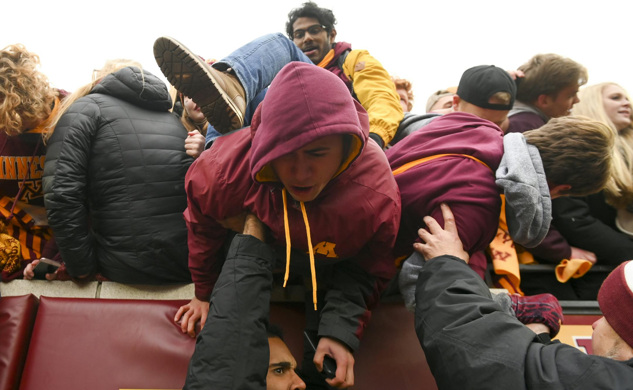 Fans stormed the field. ] Aaron Lavinsky • aaron.lavinsky@startribune.com The Minnesota Gophers played the Penn State Nittany Lions on Saturday, Nov. 9, 2019 at TCF Bank Stadium in Minneapolis, Minn.