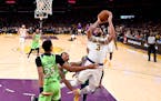 Anthony Davis (3) and the NBA champion Lakers are but one of the obstacles in the Western Conference facing Jarrett Culver (23) and the Timberwolves i