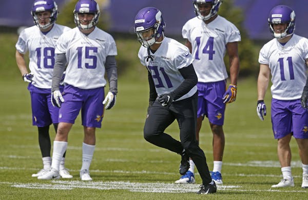 Wide receiver Bisi Johnson (81) during the Vikings rookie minicamp on May 3.