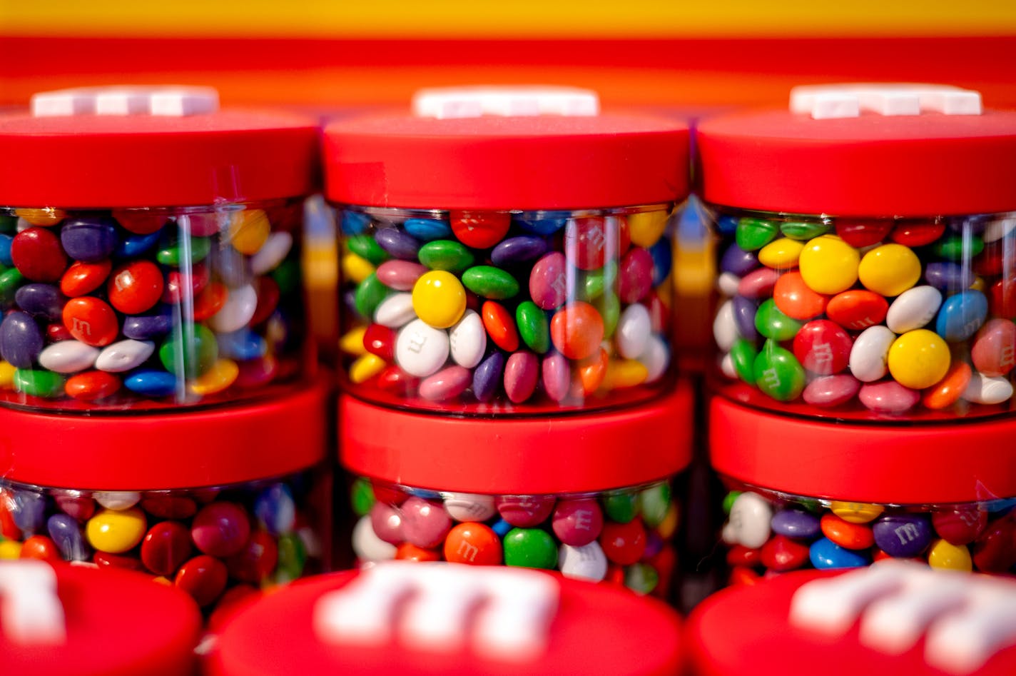 Candy displayed for sale at M&M New York in Times Square in Manhattan on June 30, 2025.