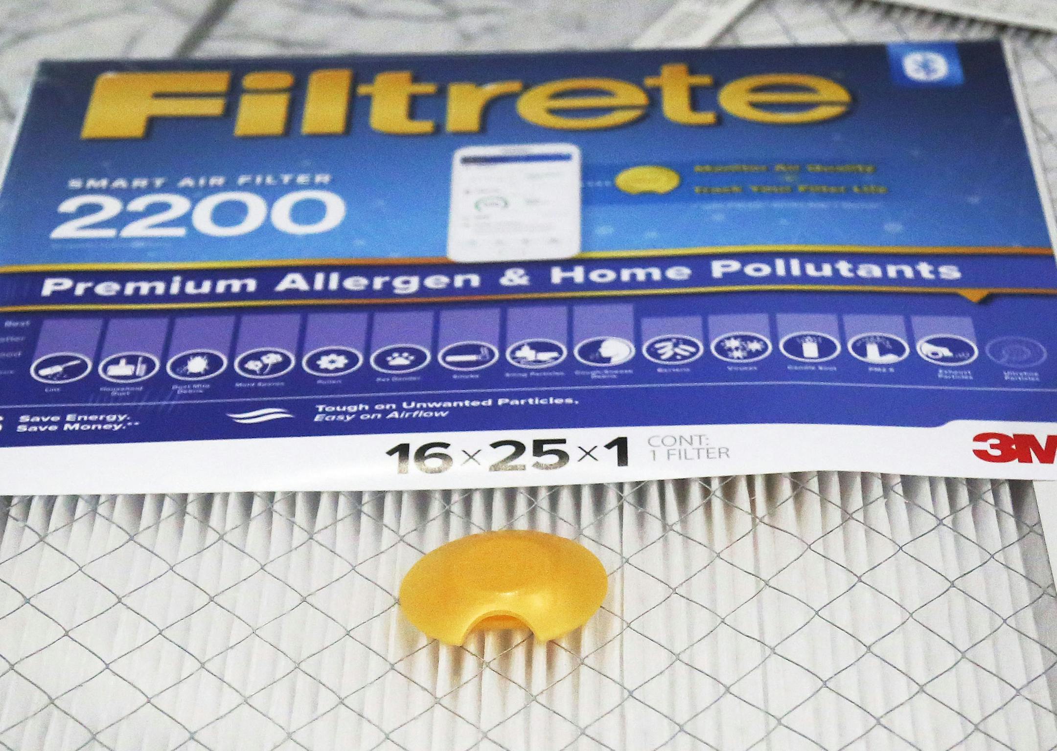 3M's new bluetooth Filtrete Smart Filter and Smart app will be on the market sometime in spring 2018. Here, the Filtrete Smart Filter with monitoring device seen at 3M Thursday, Jan. 4, 2018, in Maplewood, MN.] DAVID JOLES ï david.joles@startribune.com 3M introduces new "smart" or bluetooth air filter for the home. New technology expected to automate some aspect of air filtration process.**Patrick Hiner,cq