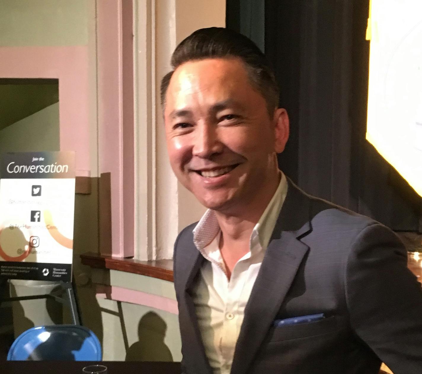 Viet Thanh Nguyen, whose novel &#x201c;The Sympathizer&#x201d; won the 2016 Pulitzer Prize for fiction, spoke and signed books Sept. 15 at St. Catherine University in St. Paul.
Photo by Claude Peck