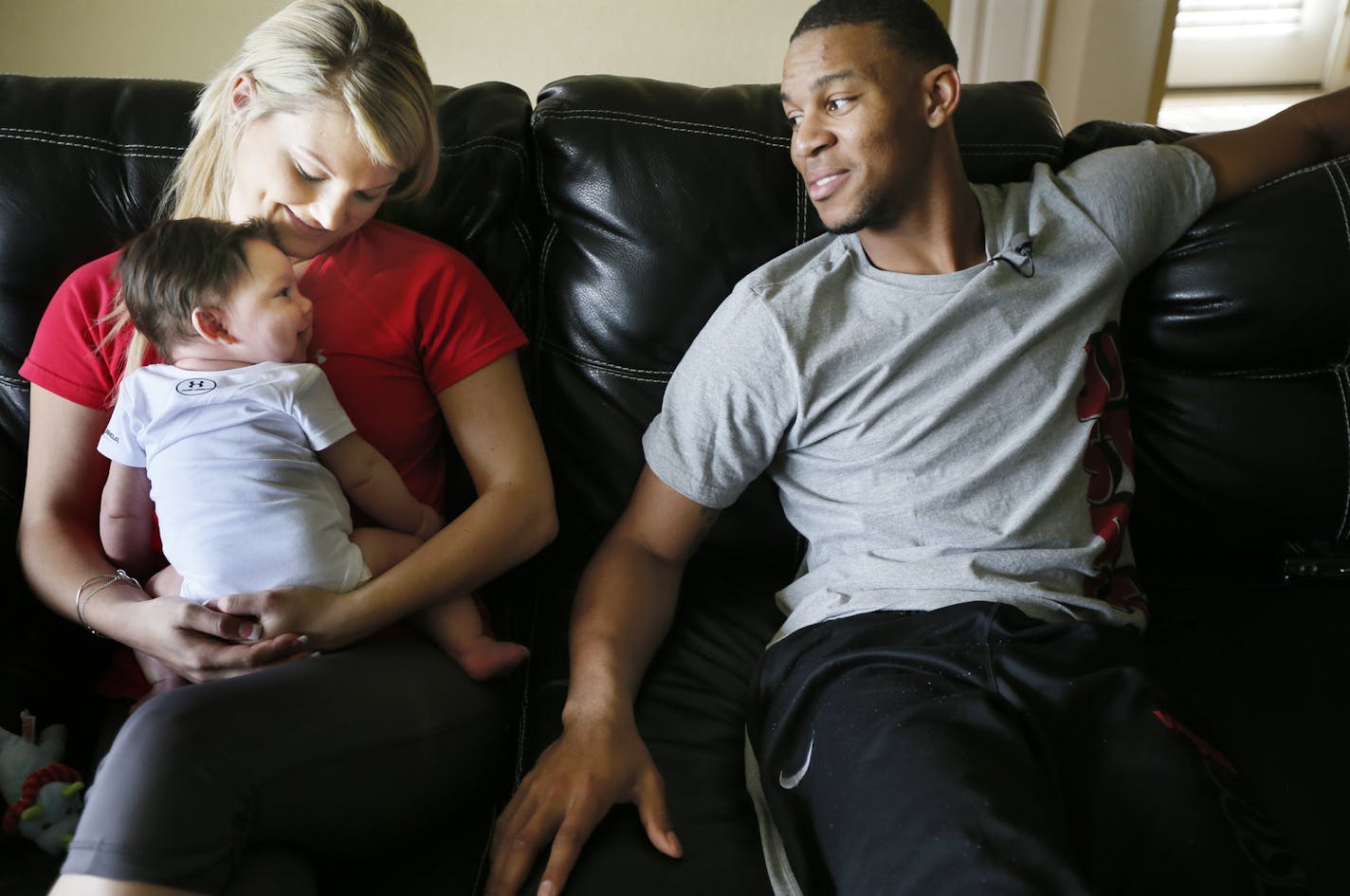 Byron Buxton relaxed at his home with is girlfriend Lindsey Tillery and their baby boy Brix Buxton Friday Feb 21. 2014 in Fort Myers, Florida ] JERRY HOLT jerry.holt@startribune.com Jerry Holt