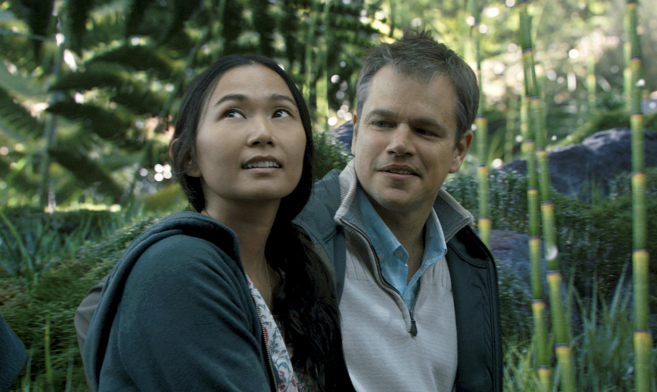 In this image released by Paramount Pictures, Hong Chau, left, and Matt Damon appear in a scene from "Downsizing." (Paramount Pictures via AP)