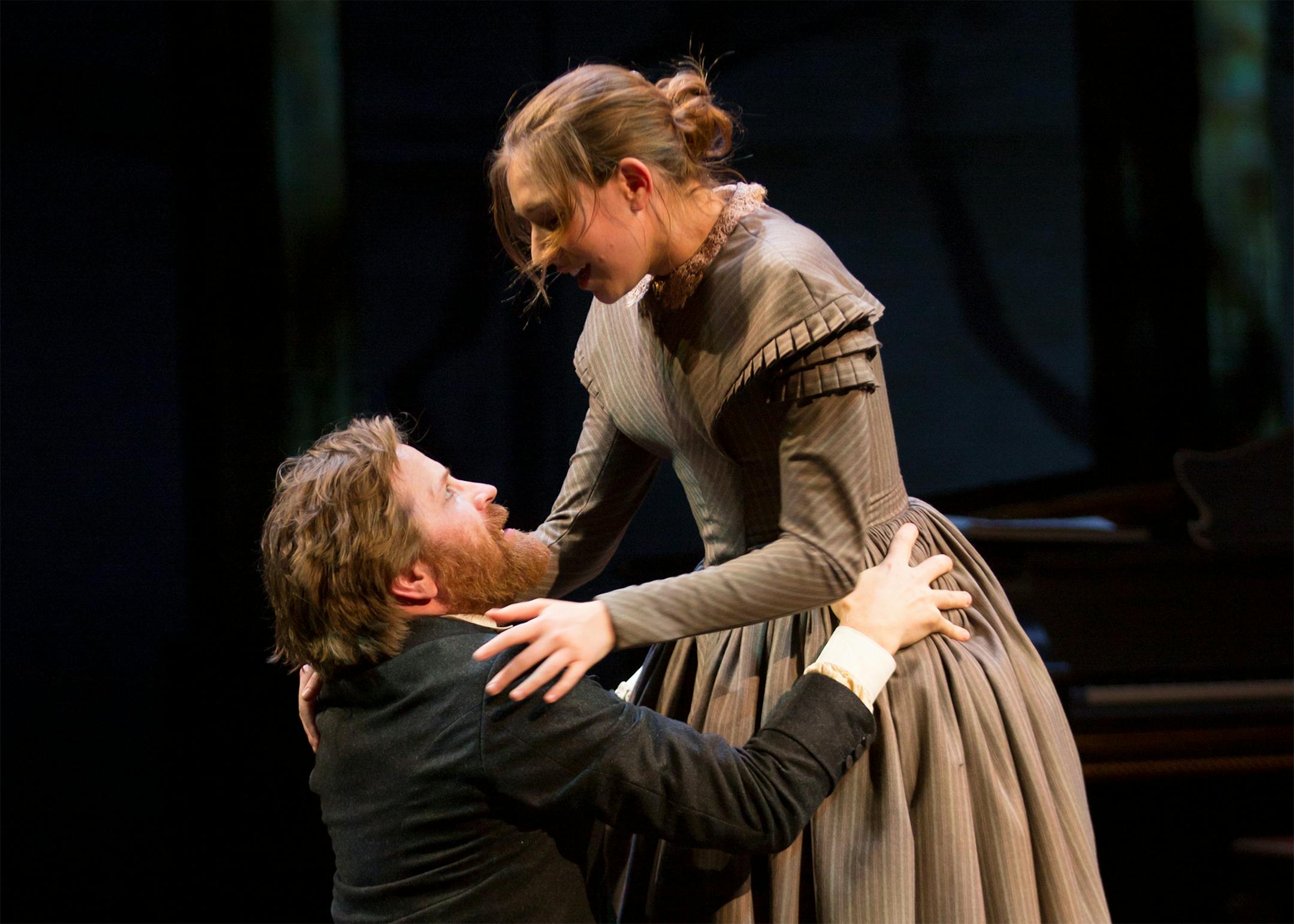 Kyle Fabel (Lavretsky) and Suzy Kohane (Liza) in the Guthrie Theater's production of "The Primrose Path" by Crispin Whittell, based on the novel "Home of the Gentry" by Ivan Turgenev.