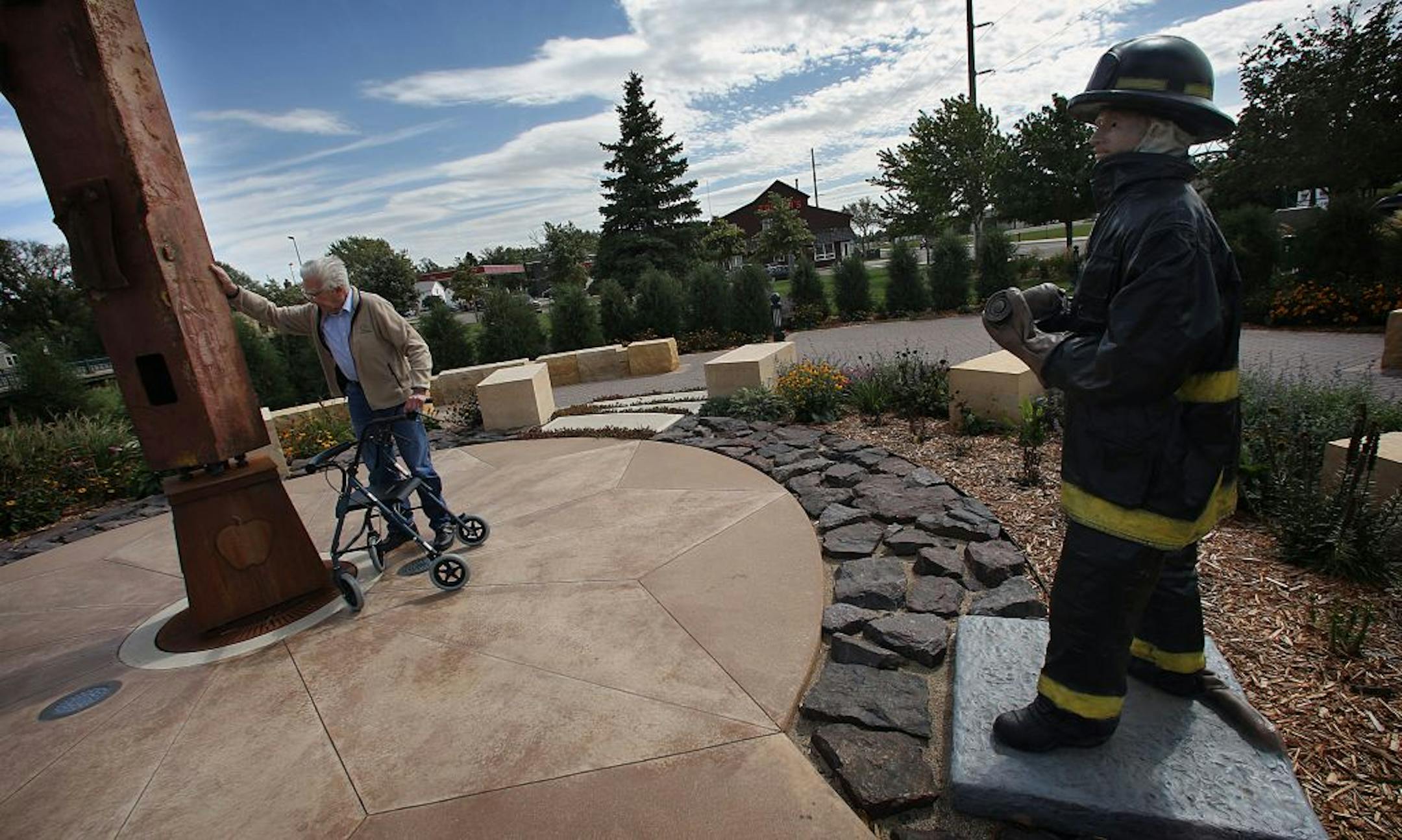 Sam Adler, 87, lives in Midland, Mich., but grew up in Marshall. He and his wife, Nancy, stopped at the memorial during a recent visit.