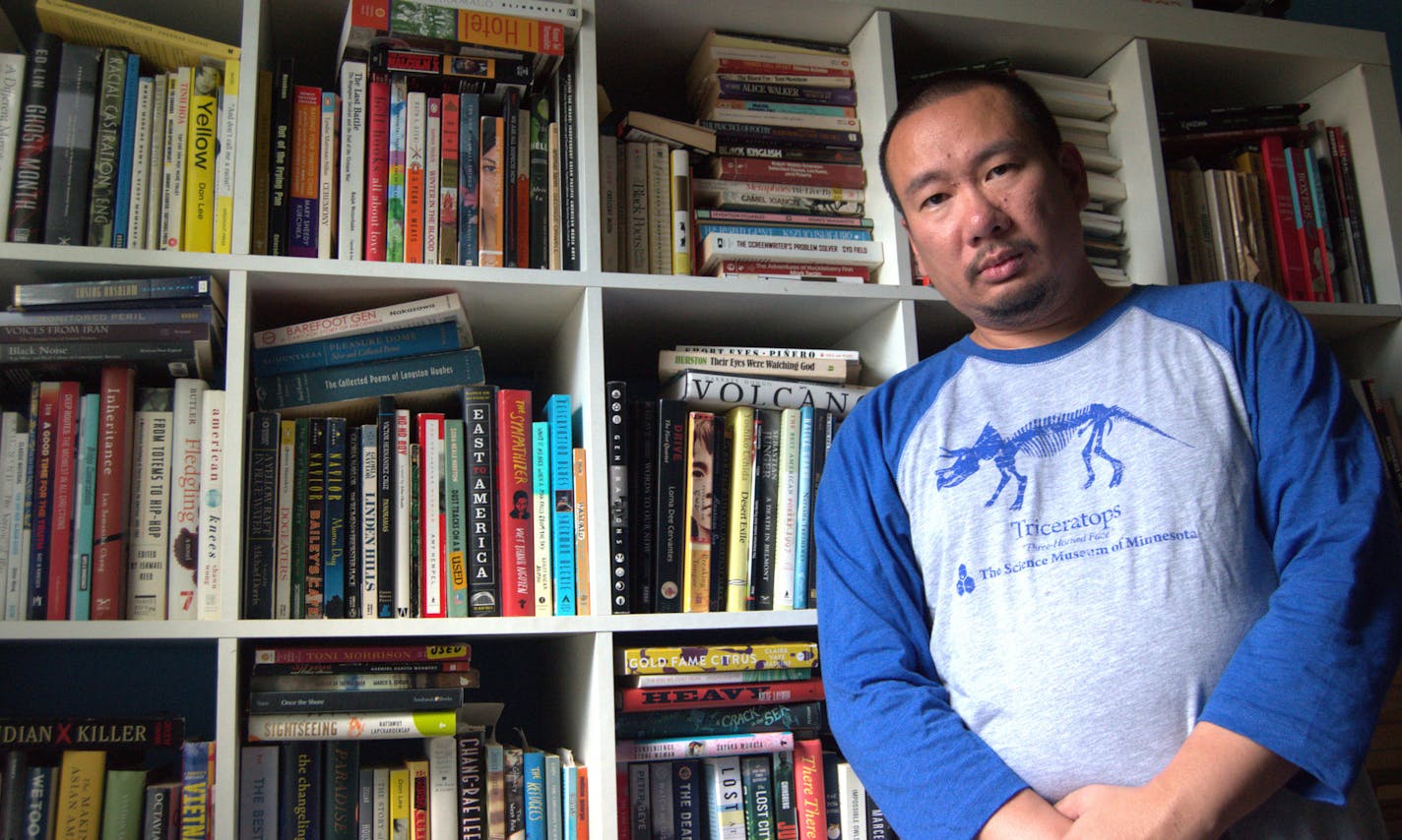 Bao Phi and his books. Photo by S&#xf4;ng Phi-Hu