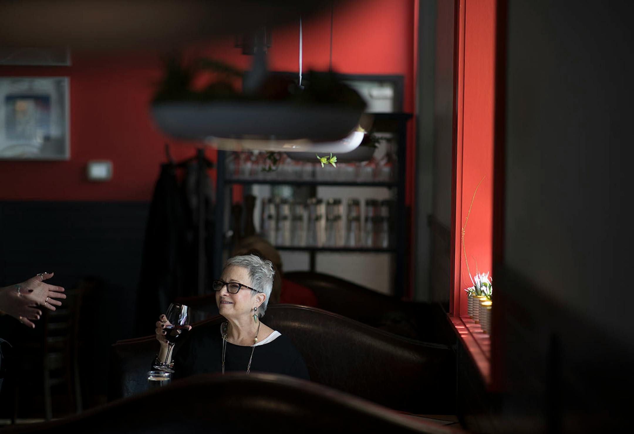 Lesley Novich enjoyed a glass of wine at the Book Club restaurant Feb 9, 2018 in Minneapolis, MN.