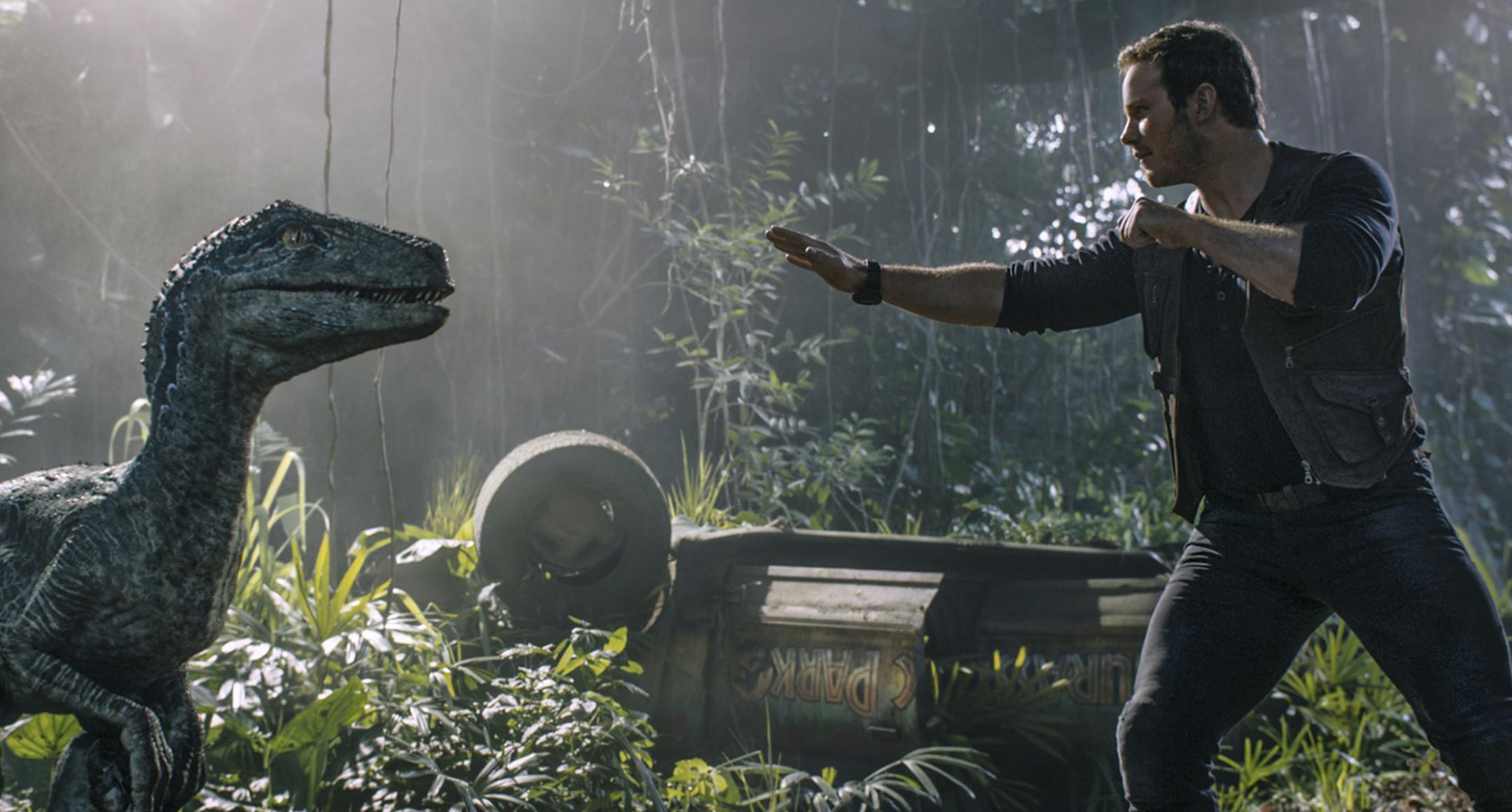 This image released by Universal Pictures shows Chris Pratt in a scene from, "Jurassic World: Fallen Kingdom." (Universal via AP)