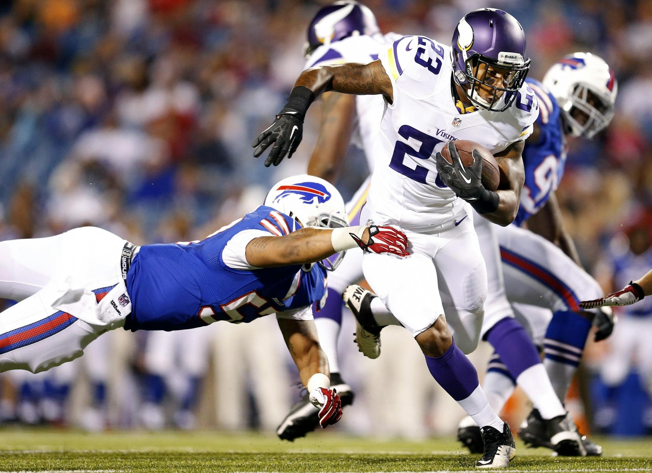Minnesota Vikings running back Joe Banyard (23) during a run in the fourth quarter.
