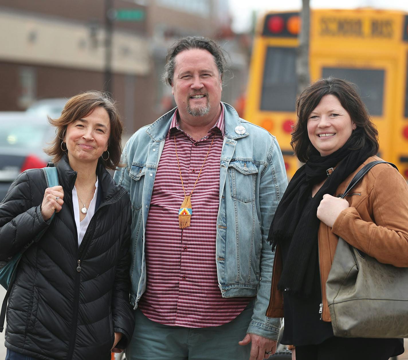 Cathy tenBroeke, state director to Prevent and End Homelessness, left to right, Robert Lilligren, executive director of Minneapolis' Native American Community Development Institute and Jonelle Glubke, program director with the VA Homeless Programs, stood on Franklin Ave., near the former site of the homeless encampment Thursday, April 18, 2018, in Minneapolis, MN.] DAVID JOLES &#x2022;david.joles@startribune.com Q & A about how homelessness is changing in the Twin Cities and how the three "endin