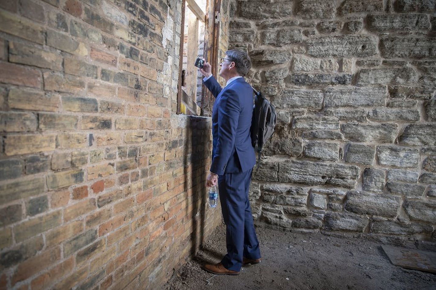 H+U Construction gave a tour of the mill ruins they've unearthed after an official shovel ceremony for Water Works, Wednesday, August 28, 2019 in Minneapolis, MN. Water Works is a multimillion dollar project that will radically change the look of the riverfront. The historic mill remnants will be a main feature of the project.