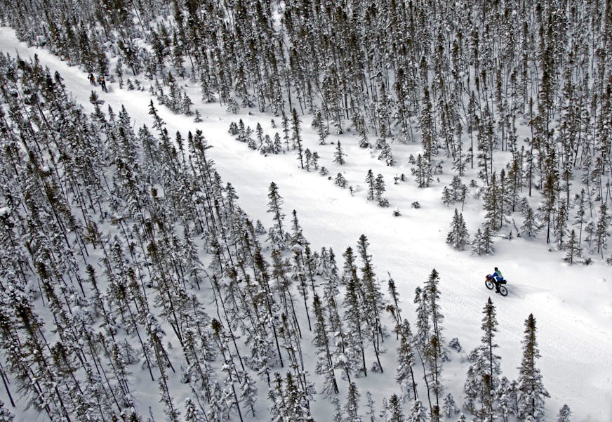 BRIAN PETERSON • brianp@startribune.com INTERNATIONAL FALLS, MN - January 31-Feb. 2nd ] The Arrowhead 135 Ultra Marathon, from International Falls to Tower Minnesota, follows the scenic and rugged Arrowhead State Snowmobile Trail and attracts some of the best ultra-athletes in the world. Competitiers can Bike, run or ski the 135 mile race that challenges the body and the mind and presents participants with some of the coldest conditions in ultra marathon racing. (IN THIS PHOTO) Being alone and c