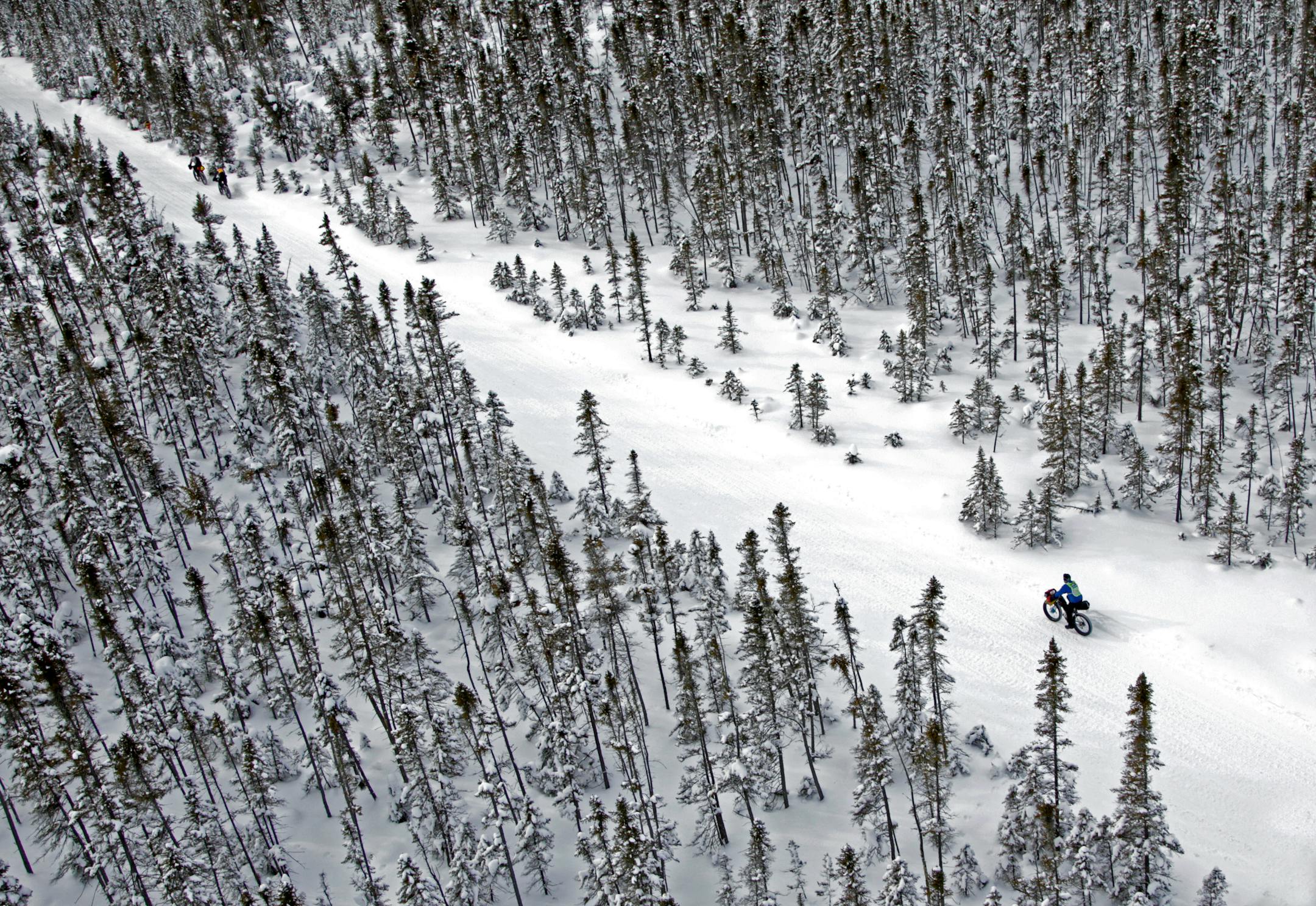 BRIAN PETERSON • brianp@startribune.com INTERNATIONAL FALLS, MN - January 31-Feb. 2nd ] The Arrowhead 135 Ultra Marathon, from International Falls to Tower Minnesota, follows the scenic and rugged Arrowhead State Snowmobile Trail and attracts some of the best ultra-athletes in the world. Competitiers can Bike, run or ski the 135 mile race that challenges the body and the mind and presents participants with some of the coldest conditions in ultra marathon racing. (IN THIS PHOTO) Being alone and c