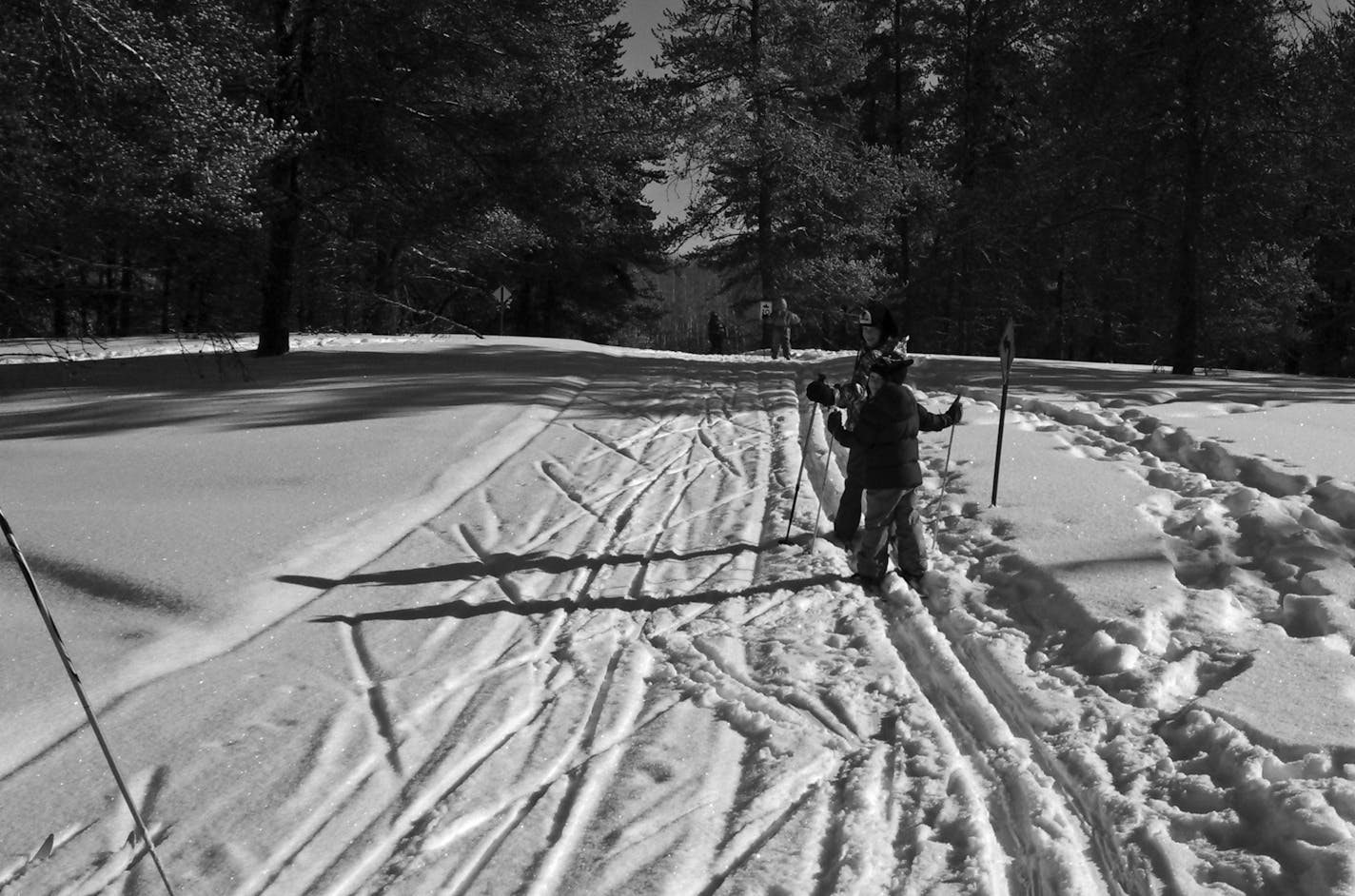 Children hit the cross-country ski trails at Heartwood Conference Center and Retreat near Trego, Wis., Saturday, Feb. 15.