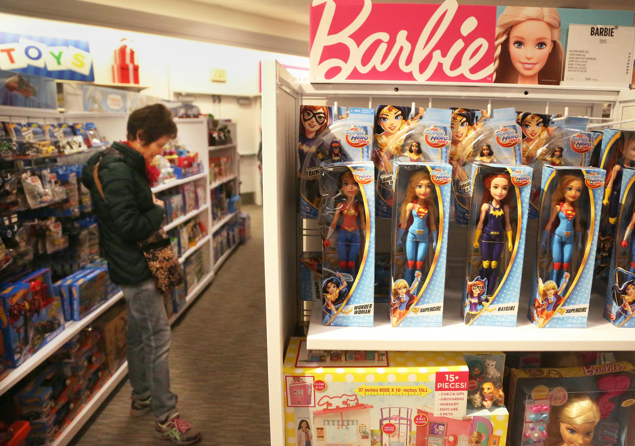 The JCPenney store at Rosedale has one of the retailer's new toy shops. It also has a display of smart home products/electronics and smartwatches. Here, shopper Deb Gerlach of New Brighton looks over the new toy section at JCPenneys at Rosedale Center Wednesday, Nov. 15, 2017, in Roseville, MN.] DAVID JOLES &#xef; david.joles@startribune.com The retail world has gone topsy-turvy. Best Buy is selling Barbies this year and JCPenney is selling TVs in stores on Black Friday for the first time in dec
