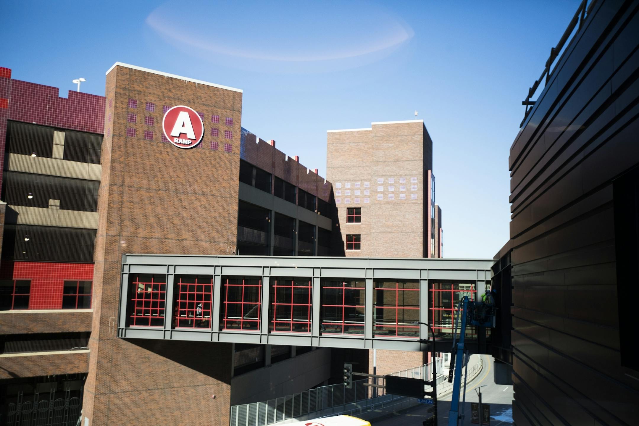 The new skyway to Ramp A from Target Center.