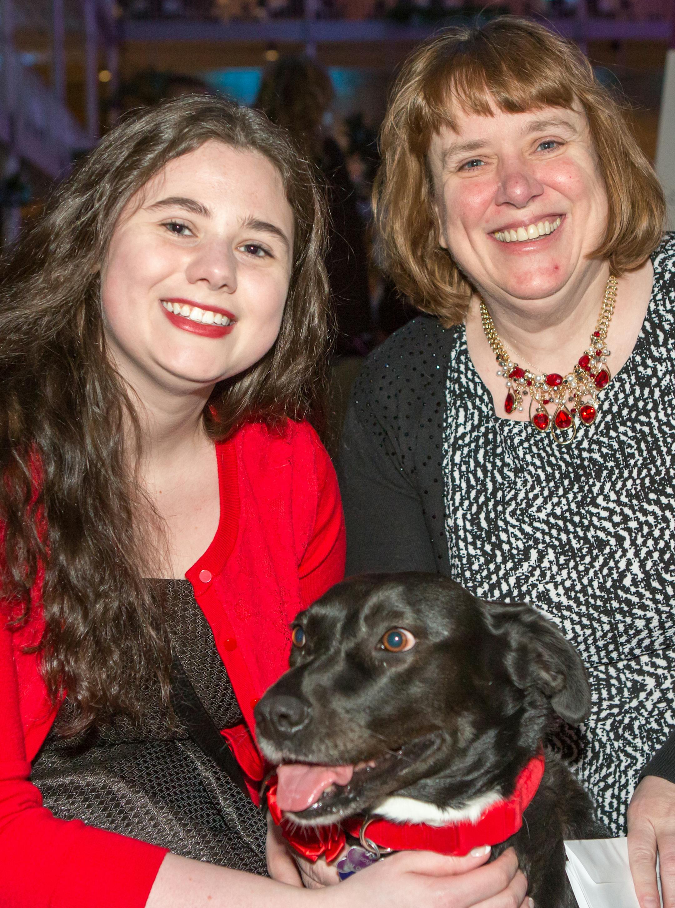 Katherine and Cindy Warren, with Rosie, attend Whisker Whirl. [ Special to Star Tribune, photo by Matt Blewett, Matte B Photography, matt@mattebphoto.com, February 25, 2017, Whisker Whirl: A Gala to benefit Animal Humane Society, International Market Square, Minneapolis, Minnesota, SAXO FACE031217 1002866434