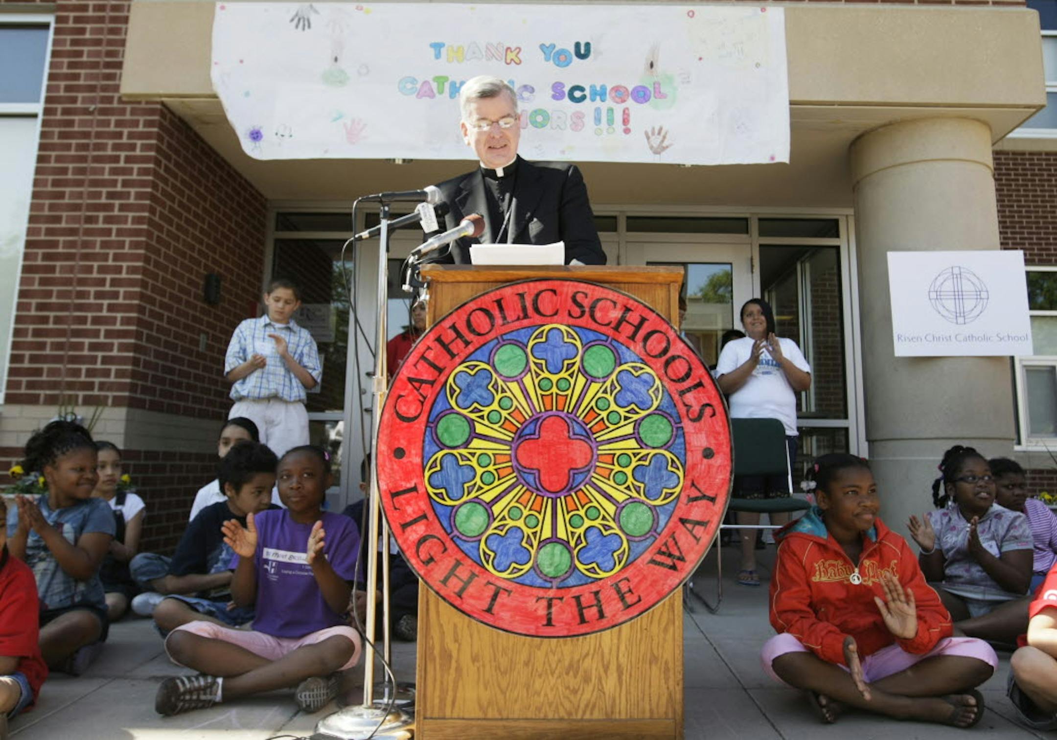Archbishop John C. Nienstedt announced today at Risen Christ Elementary School that the Archdiocese of Saint Paul and Minneapolis has received a $10 million gift.