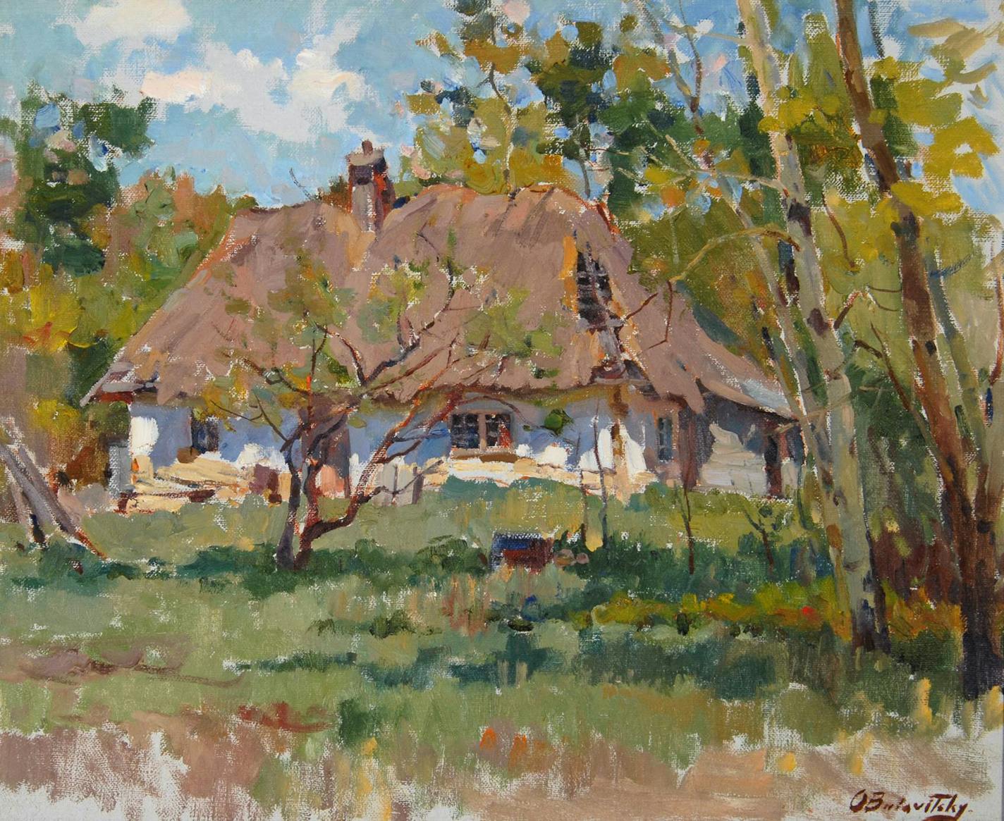 Museum of Russian Art Olexa Bulavitsky (1916&#xf1;2001) "Old Ukranian Settlement. Manitoba, Canada." Mid 1970s Oil on canvas 20 x 24