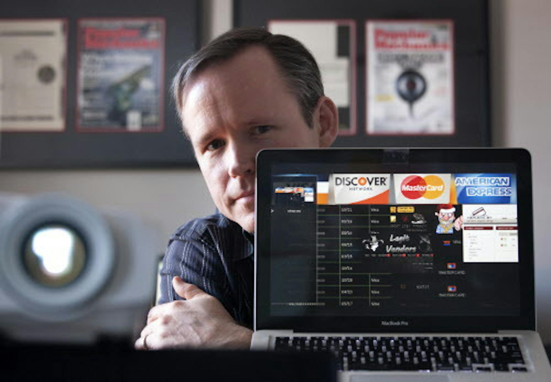 Brian Krebs, a former reporter at the Washington Post who operates the widely-read blog Krebs on Security, at his home in Annandale, Va., Jan. 30, 2014. Krebs's blog covers a particularly dark corner of the Internet: profit-seeking cybercriminals who make billions off pharmaceutical sales, malware, spam, frauds and heists like the recent ones that Krebs was first to uncover at Adobe, Target and Neiman Marcus. (Daniel Rosenbaum/The New York Times)