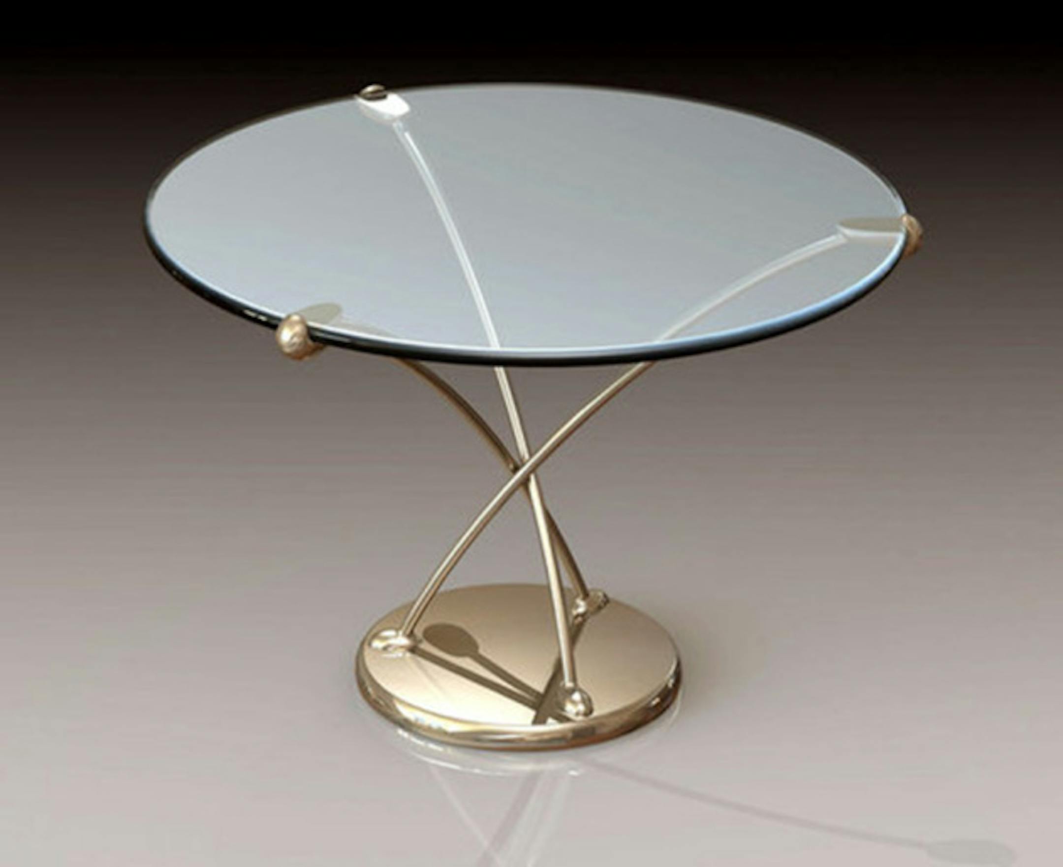 Side table with metal base. Brad Pitt furniture line with Frank Pallaro.