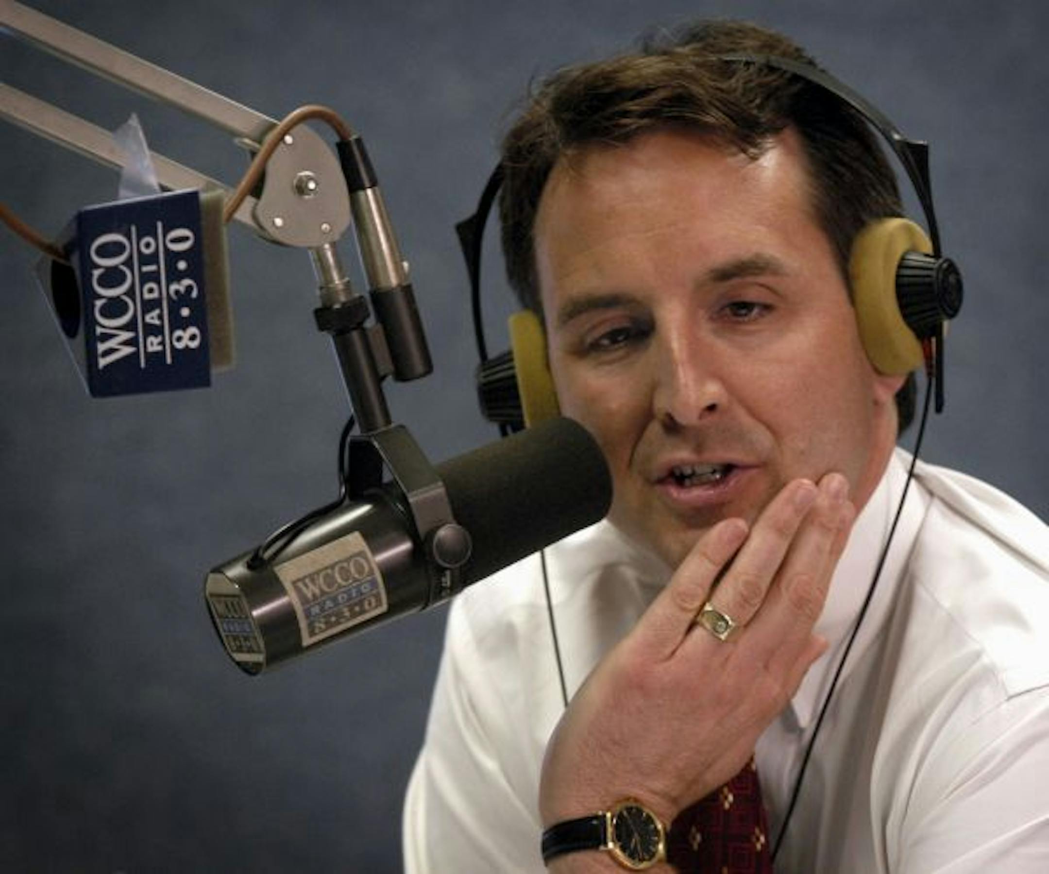 Gov. Tim Pawlenty hosted his first radio show at WCCO-AM in their downtown Minneapolis studios in 2003.
