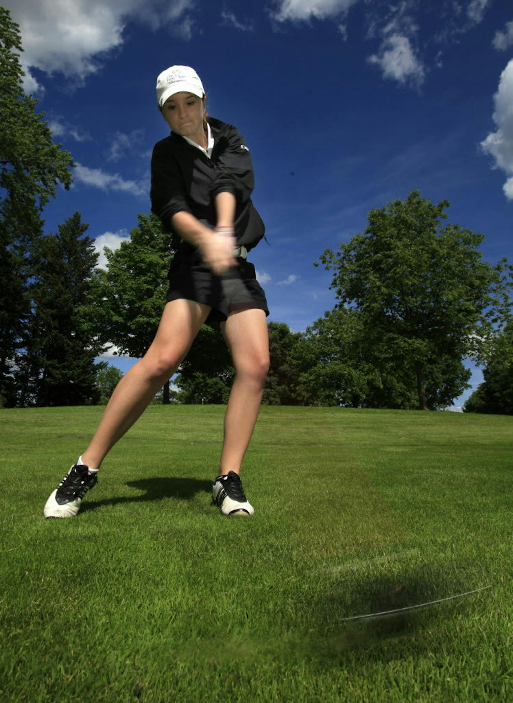Katie Wortman practiced after school at Gross National Golf Club in Minneapolis. Wortman, a sophomore, is making her second consecutive state tournament appearance. Photo by JOEL KOYAMA, joel.koyama@startribune.com