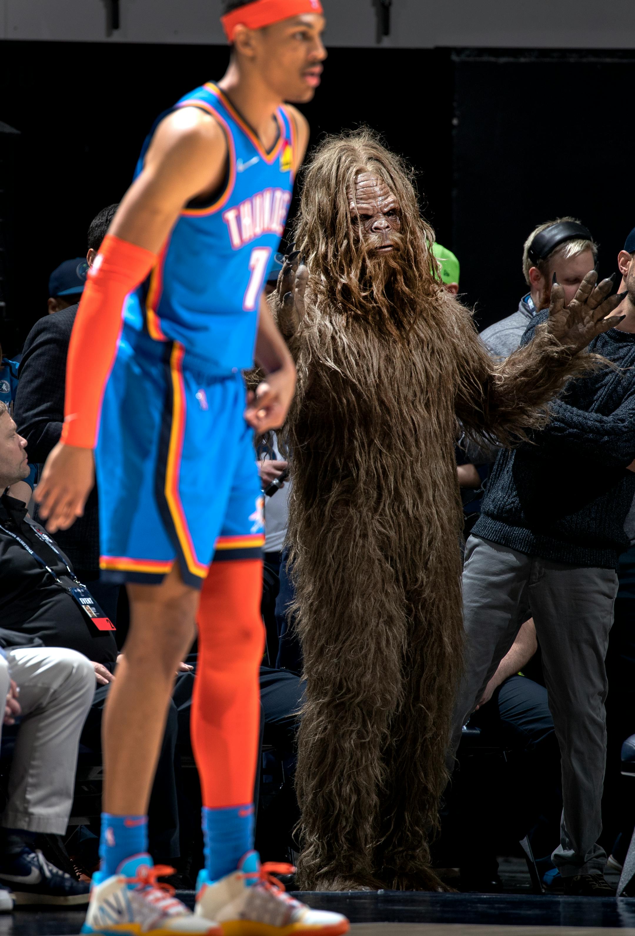 The Jack Link Sasquatch watched the game in the first half.