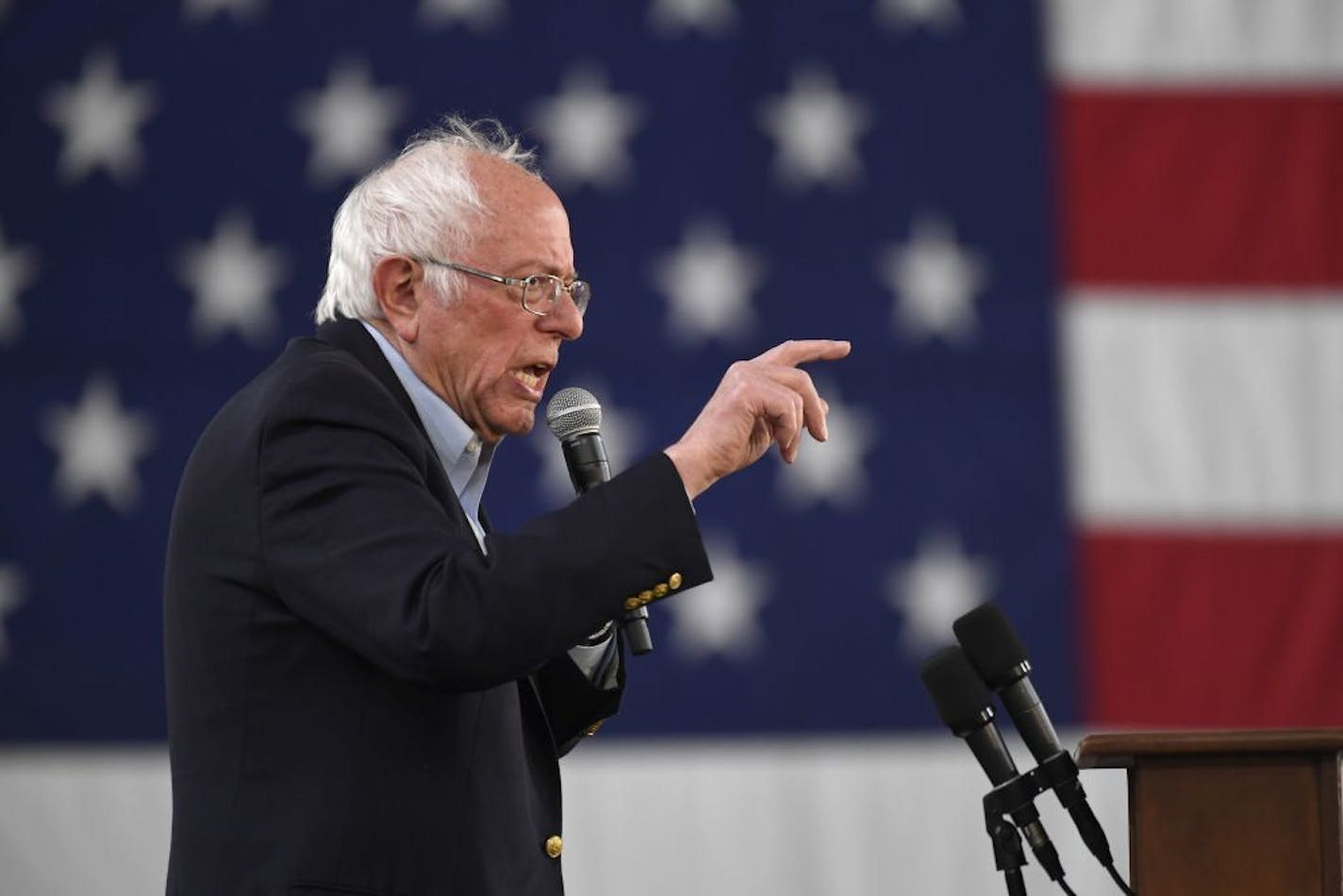 Democratic presidential candidate Sen. Bernie Sanders, I-Vt., speaks during a campaign rally in Springfield, Va., Saturday, Feb. 29, 2020.