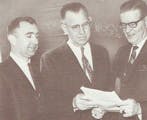 In 1967, Orville Bielenberg, center, presented a petition to incorporate Woodbury Township into a village to then-Gov. Harold LeVander. Bielenberg bec