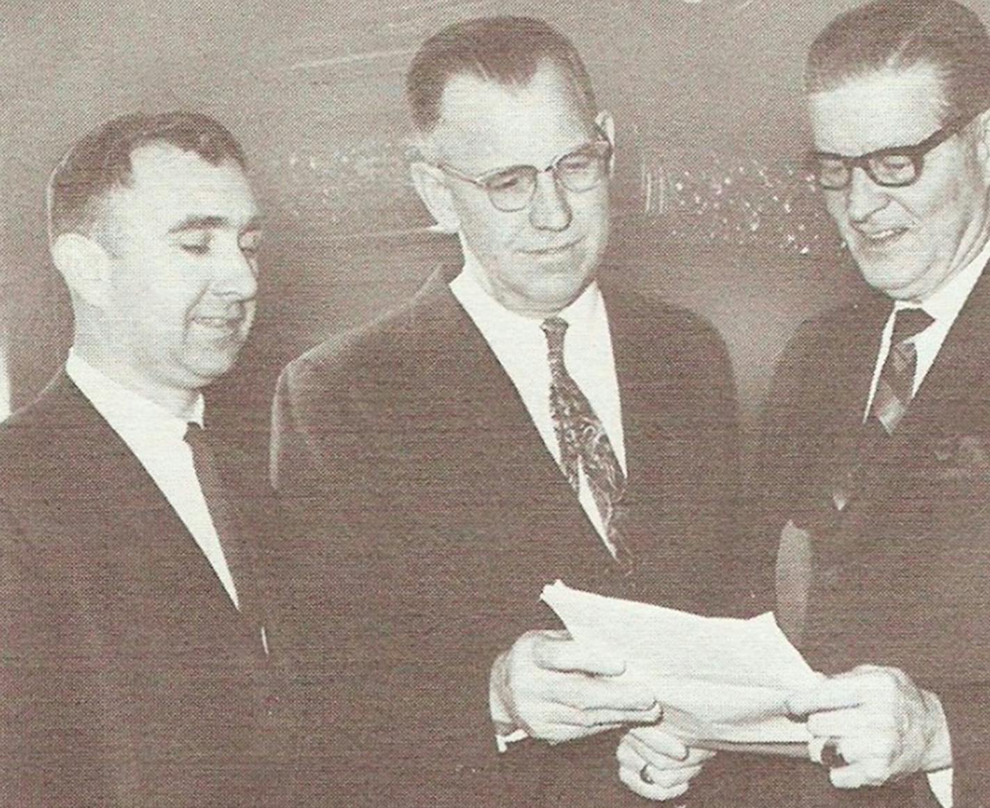 In 1967, Orville Bielenberg, center, presented a petition to incorporate Woodbury Township into a village to then-Gov. Harold LeVander. Bielenberg became the village&#x201a;&#xc4;&#xf4;s first mayor, and Woodbury became a city seven years later.