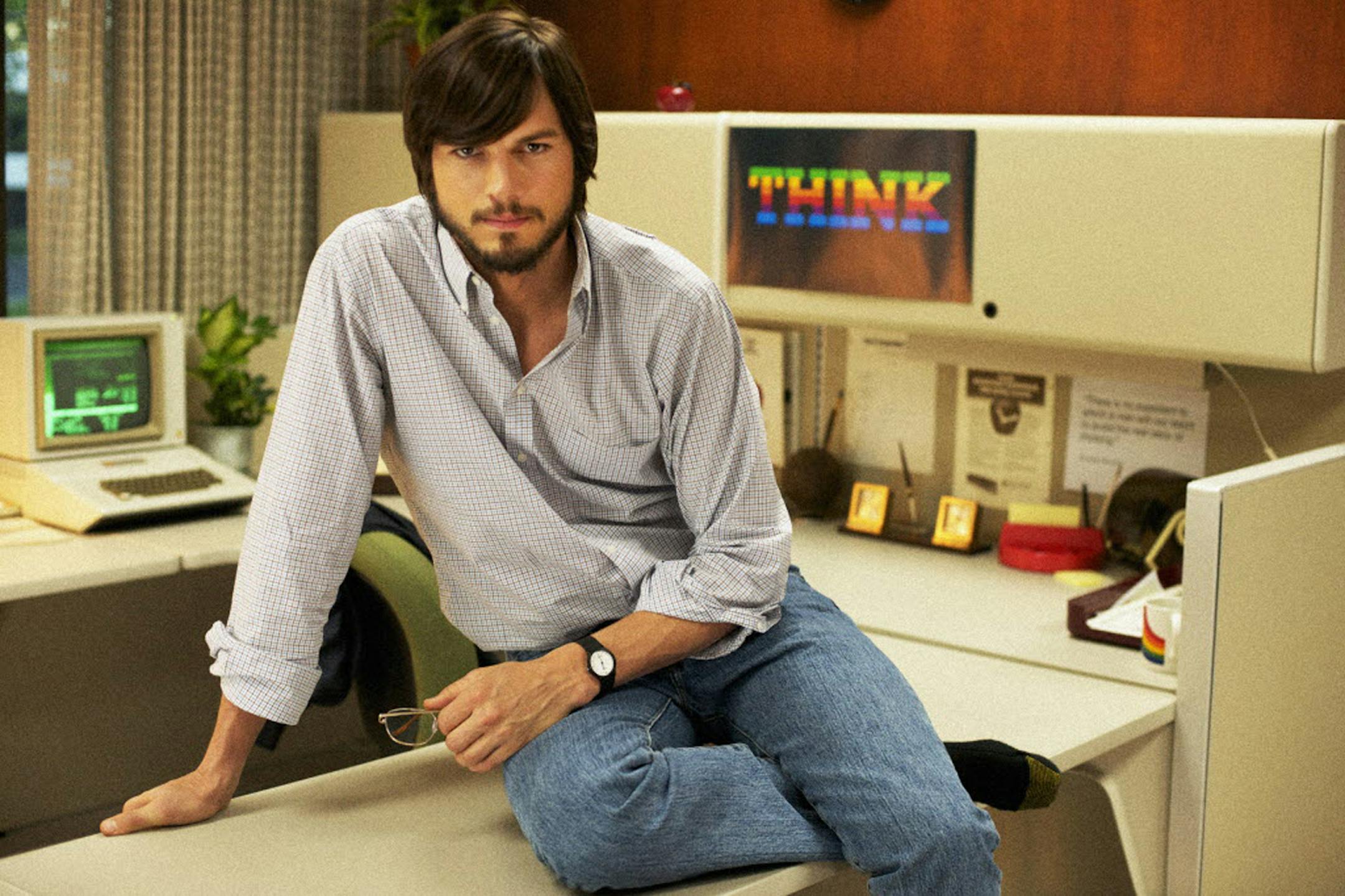 Ashton Kutcher as Steve Jobs in the film, " JOBS," directed by Joshua Michael Stern.