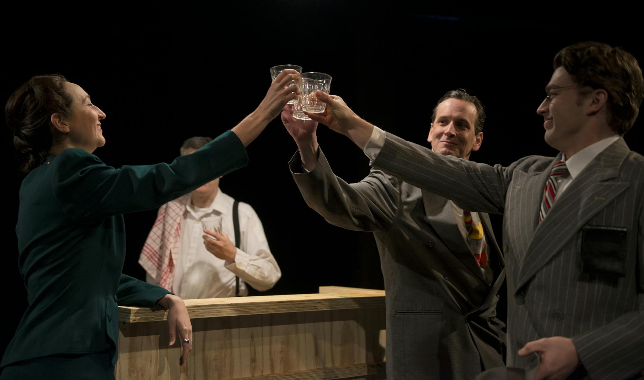 Mo Perry, left, John Middleton and Casey Hoekstra in Torch Theater's "Prints," a new play by Middleton that looks at 1930s Minneapolis, gangsters and the events surrounding the kidnapping of a Hamm family beer heir. ] (AMANDA SNYDER/ Special to the Star Tribune)