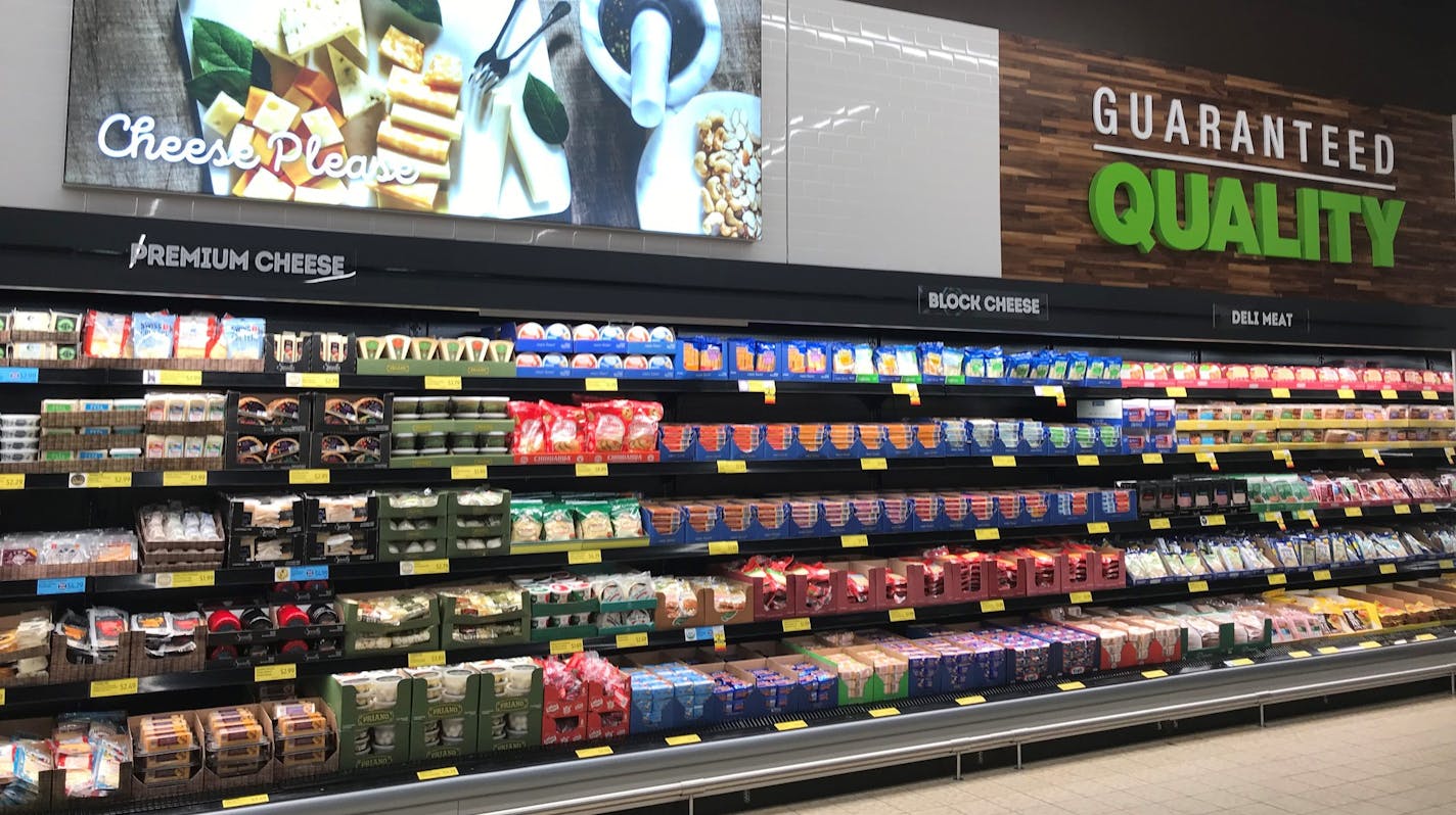 Aldi's remodeled stores, like this one in St. Charles, Ill., feature more gourmet cheeses, organic food and grab-and-go options. (Provided by Aldi)