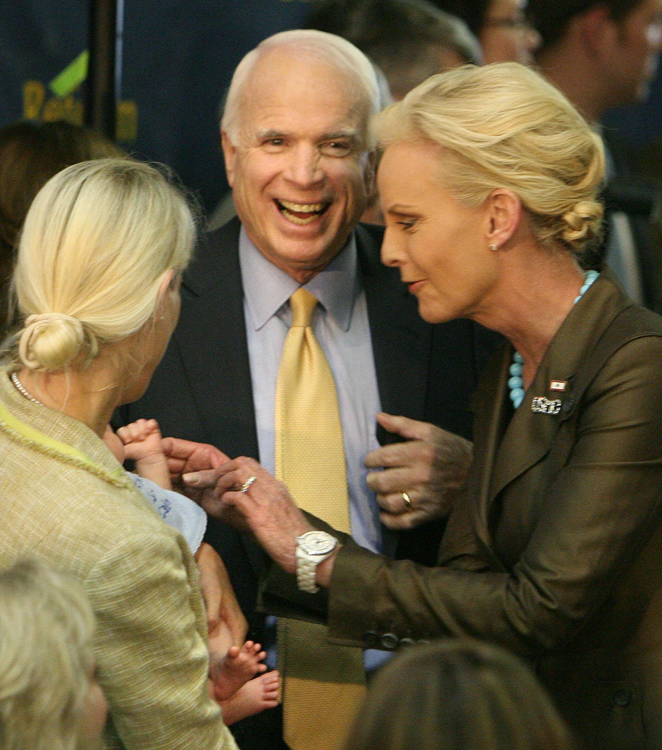 July 10, 2008 - St. Paul, MN - Presidential Candidate for the Republican Party John McCain and his wife Cindy were thrilled to greet a baby at the McCain Headquarters.