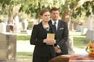 BONES: L-R: Emily Deschanel and David Boreanaz in the "The Final Chapter: The Grief and the Girl" episode of BONES airing Tuesday, Feb. 21 (9:01-10:00