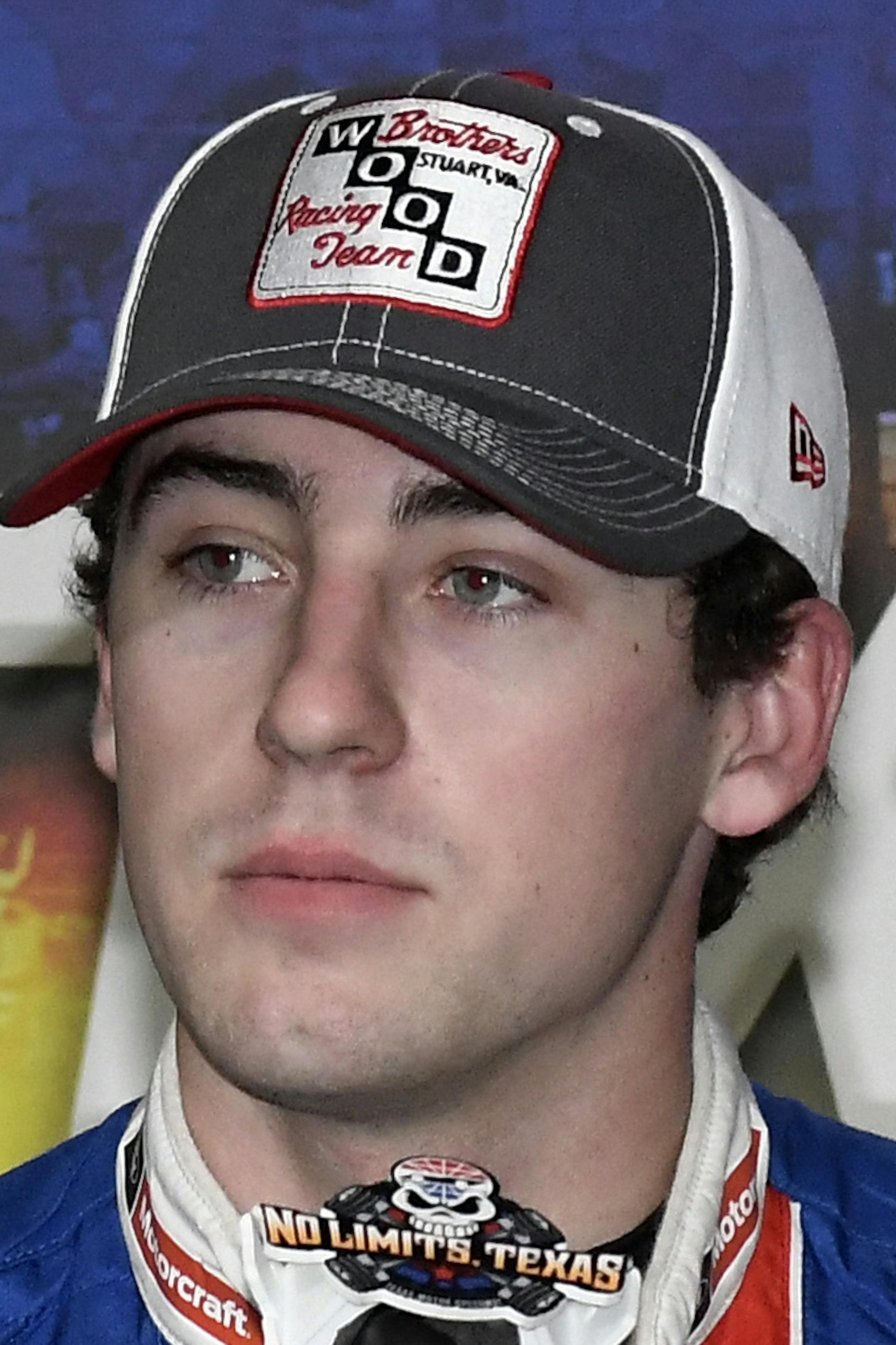 Ryan Blaney responds to questions during a news conference at Texas Motor Speedway in Fort Worth, Texas, Friday, April 7, 2017. (AP Photo/Larry Papke) ORG XMIT: OTKTG302
