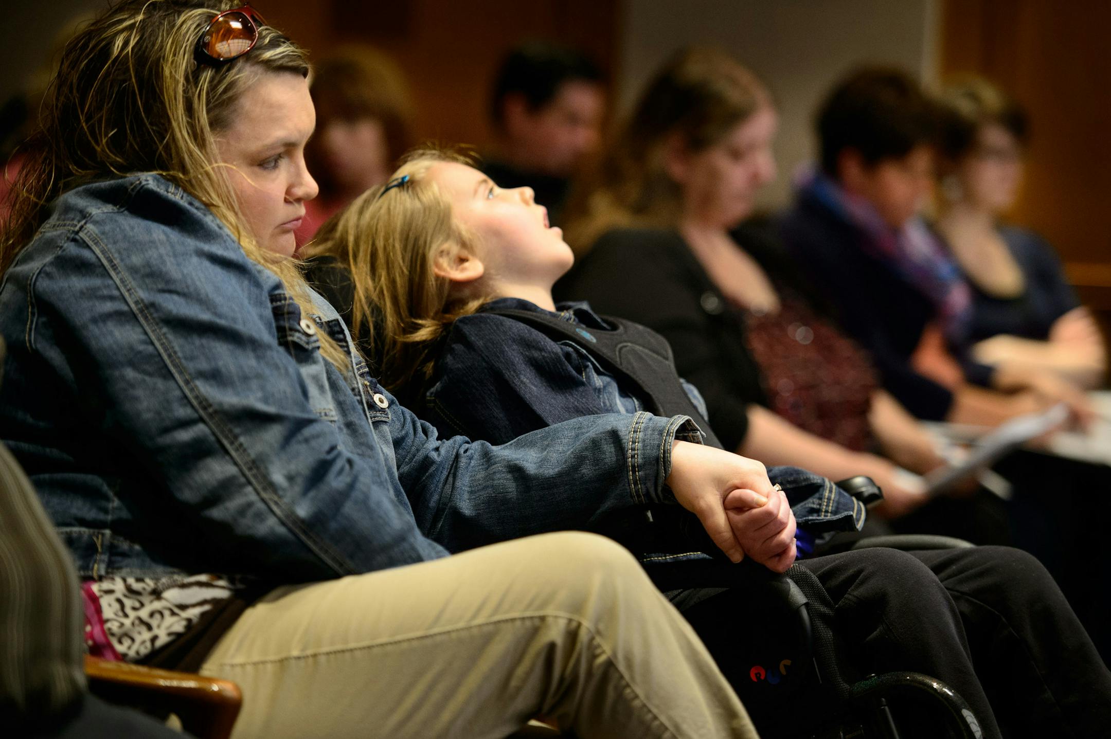 Kristy Pauling held her daughter Katelyn's hand during the hearing. Katelyn, 7, has epilepsy and Batten's Disease. Pauling said others with this condition have benefited from medical marijuana. ] The Senate Health and Human Services Committee voted 7-3 to allow patients with certain medical conditions to obtain a doctor's prescription and obtain small amounts of marijuana. Friday April 25, 2014 GLEN STUBBE * gstubbe@startribune.com