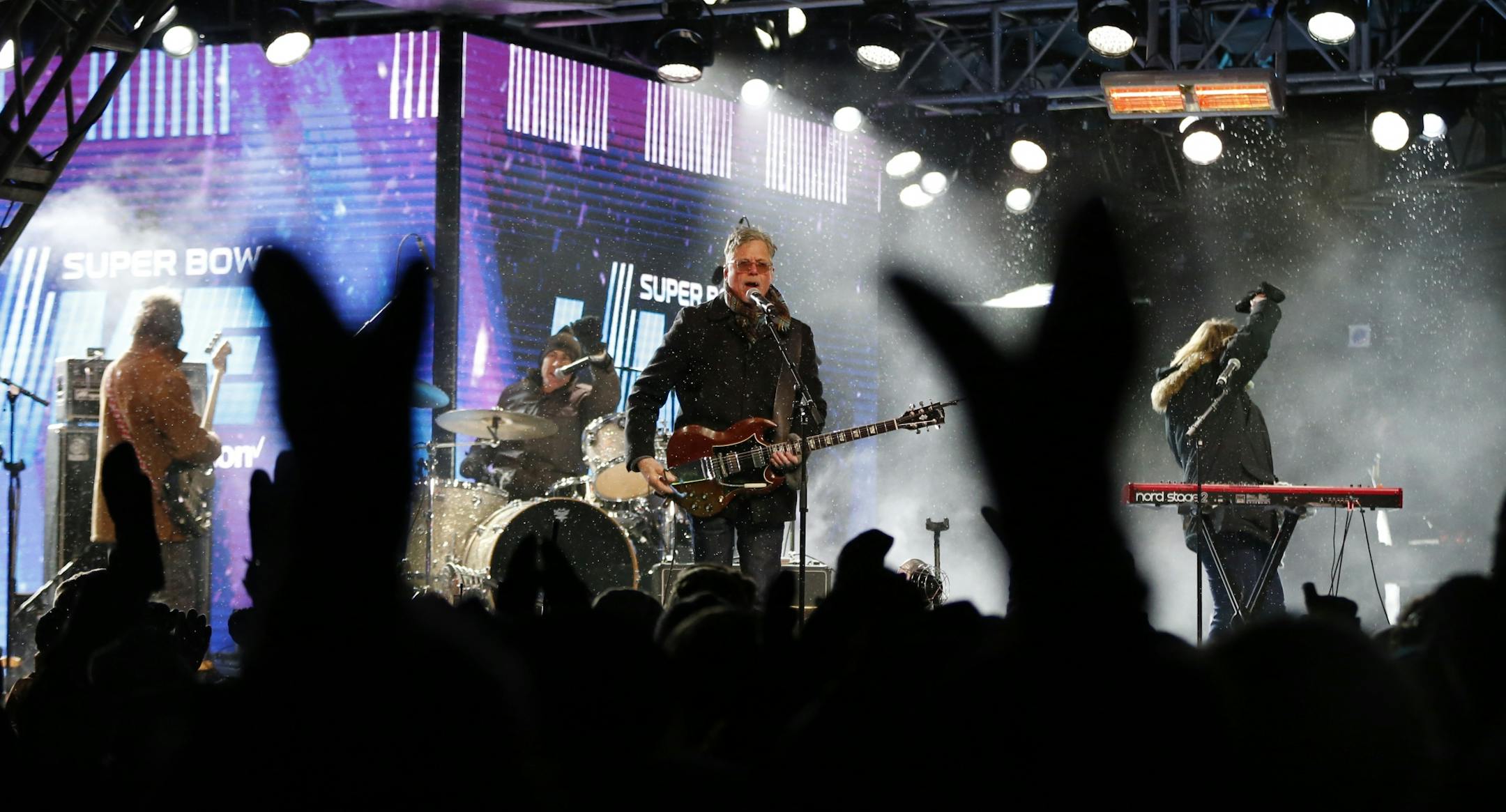The Jayhawks played in 10-degree temps and light snow during Super Bowl LIVE on Nicollet Mall on Saturday, Feb. 3, 2018.