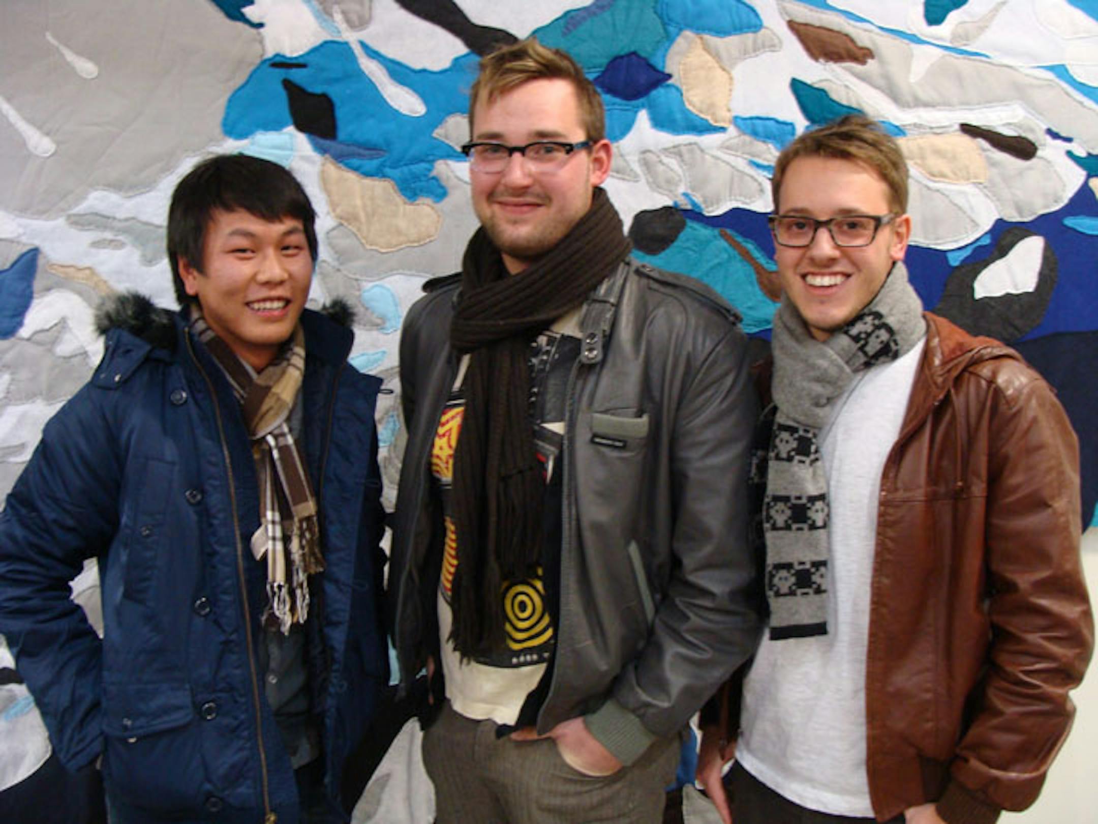 Peter Chang, designer; Tyler Jensen, filmmaker, and Seth Rieder, Web designer.