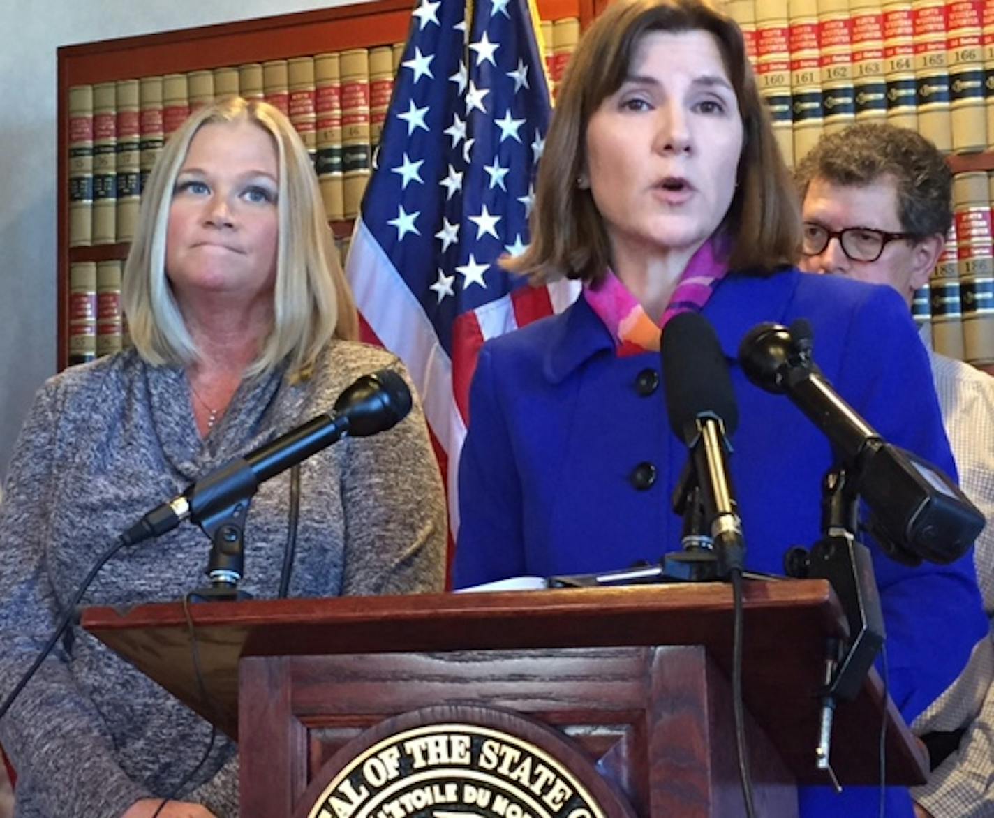 Mishele (Yes that is correct) Cunningham of Brooklyn Park, at left, with Lori Swanson, Minnesota Attorney General. Cunningham thought the sale of her car, donated in 2013, would primarily go to children at Make a Wish Minnesota � not its fundraisers.