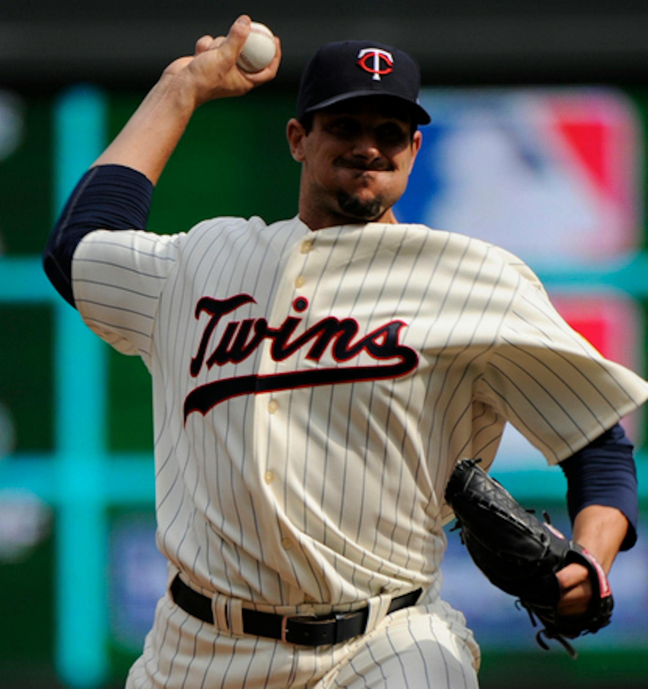 MINNESOTA, MN - APRIL 12: Carl Pavano #48 of the Minnesota Twins pitches in the first inning against the Boston Red Sox during the Twins home opener at Target Field on April 12, 2010 in Minneapolis, Minnesota. (Photo by Hannah Foslien /Getty Images)