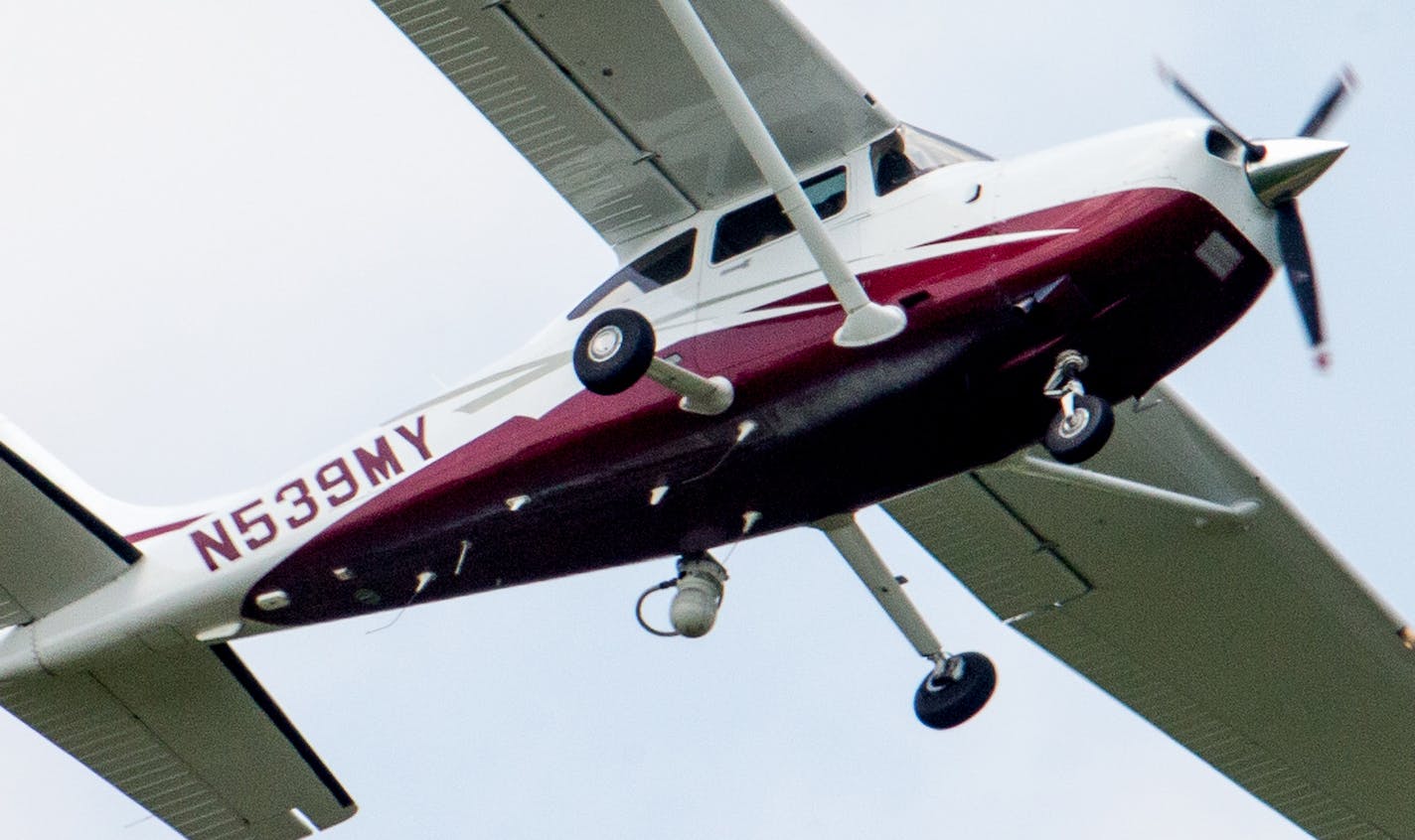 FBI surveillance aircraft like this one, photographed in Virginia on May 26, may use infrared cameras and cellphone technology.